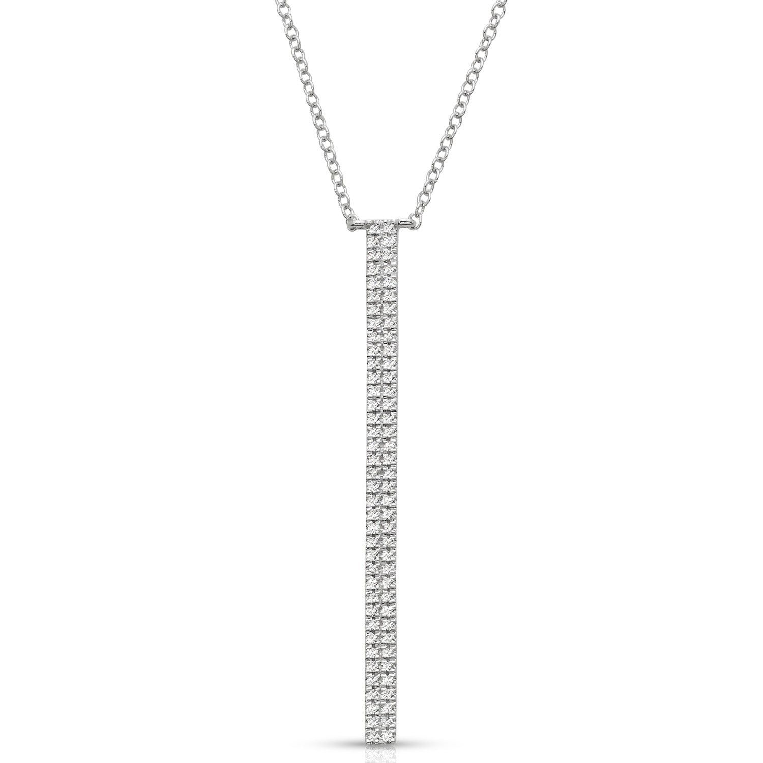 Double Row Pave Set 0.20 ctw Diamond Necklace Pendant-in 14K/18K White, Yellow, Rose Gold and Platinum - Christmas Jewelry Gift -VIRABYANI