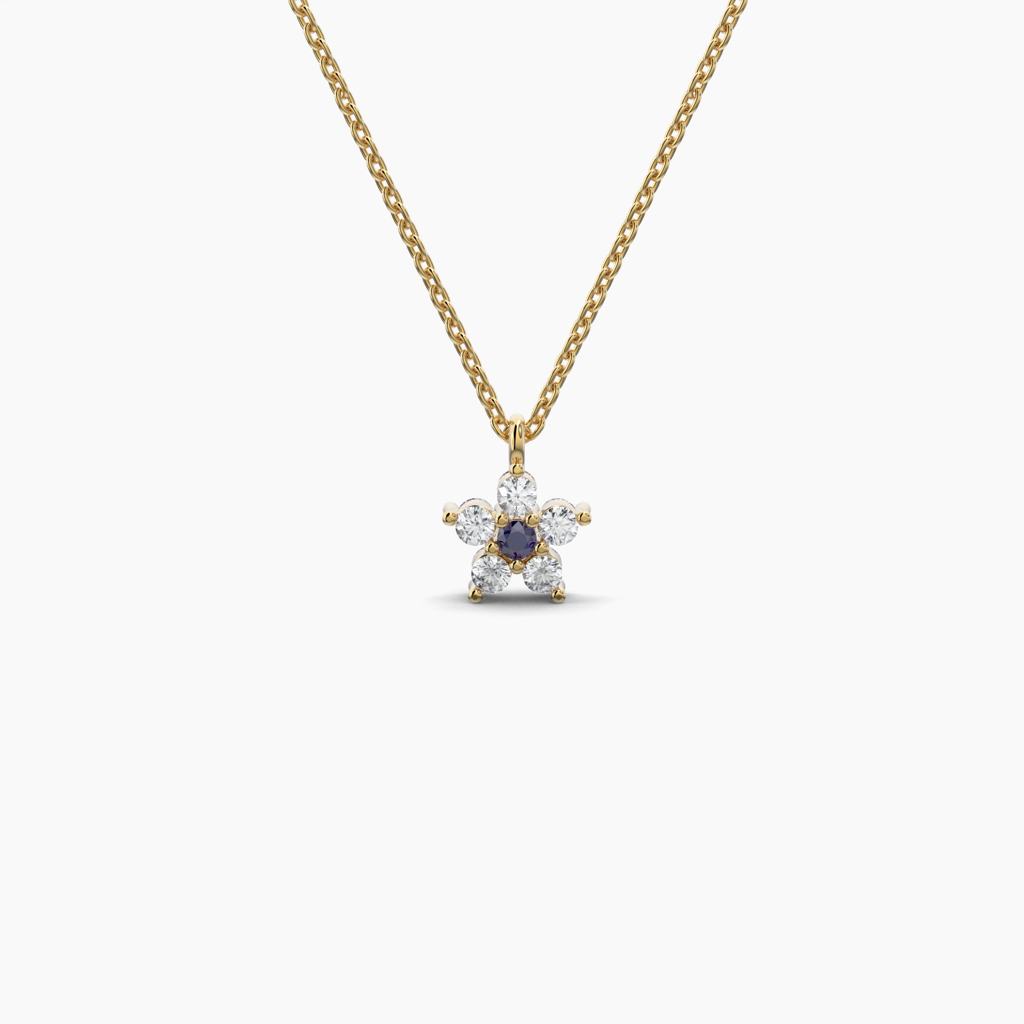Double Sided Diamond & Sapphire Flower Necklace