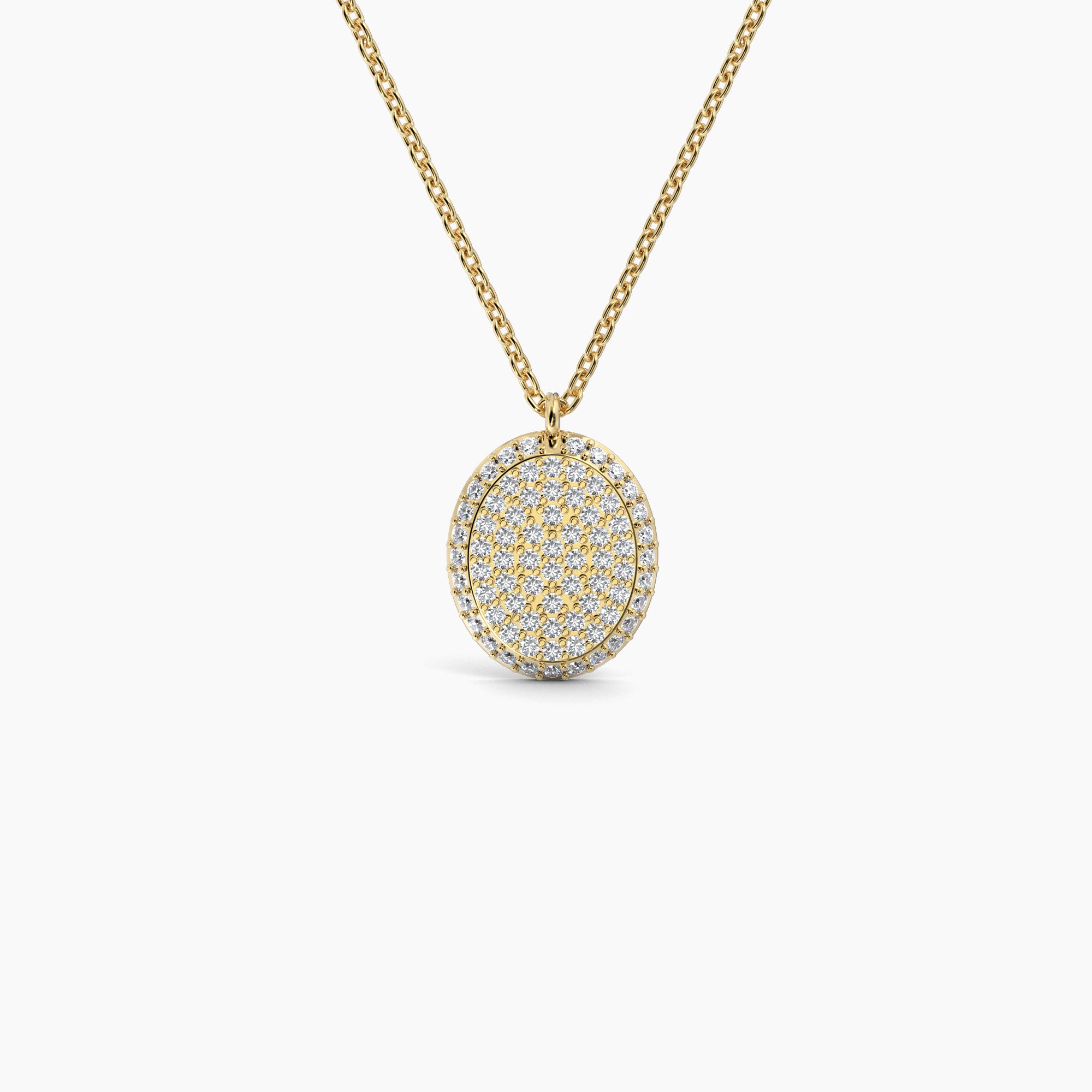Double Sided Diamond & Sapphire Oval Shaped AMoré Pavé Necklace