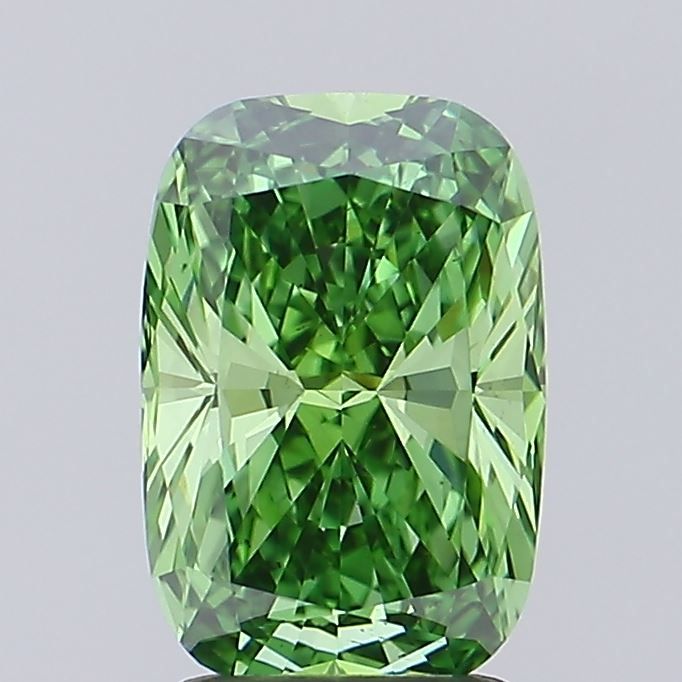 2.05 Carat Cushion Cut Fancy Green
