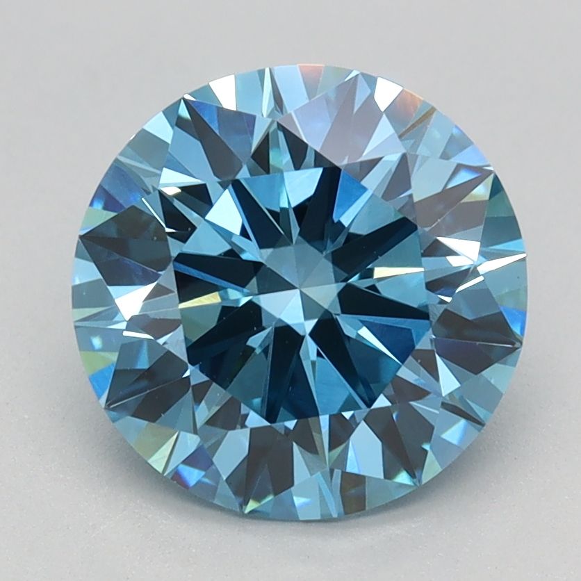2.10 Carat Round Cut Fancy Blue