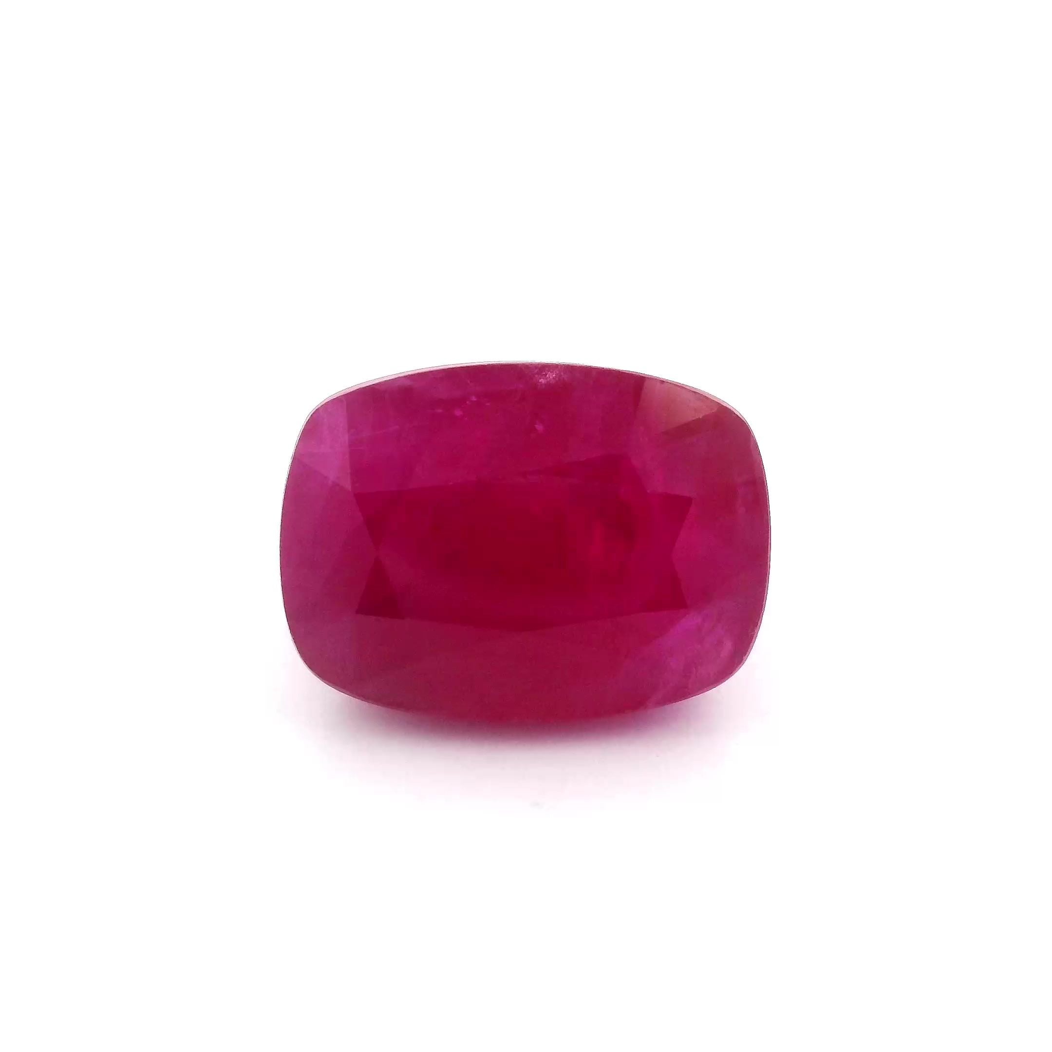 6.53 Carat Cushion  Cut Red Ruby
