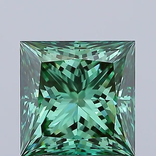 2.70 Carat Princess Cut Fancy Green