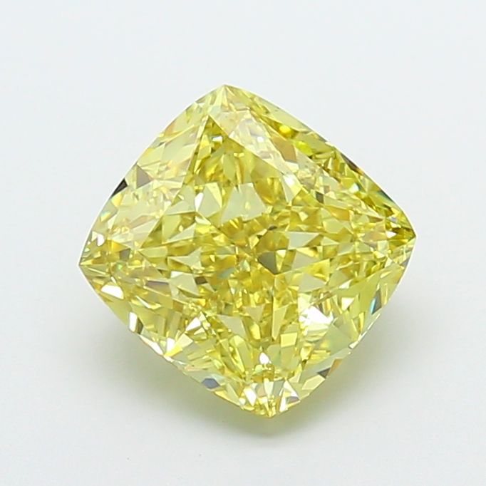 3.77 Carat Cushion Cut Fancy Yellow