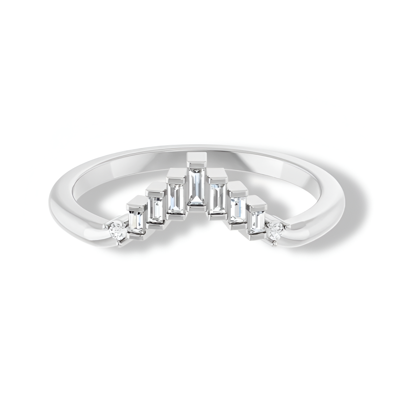 Round and Baguette Diamond Curved Band-VIRABYANI