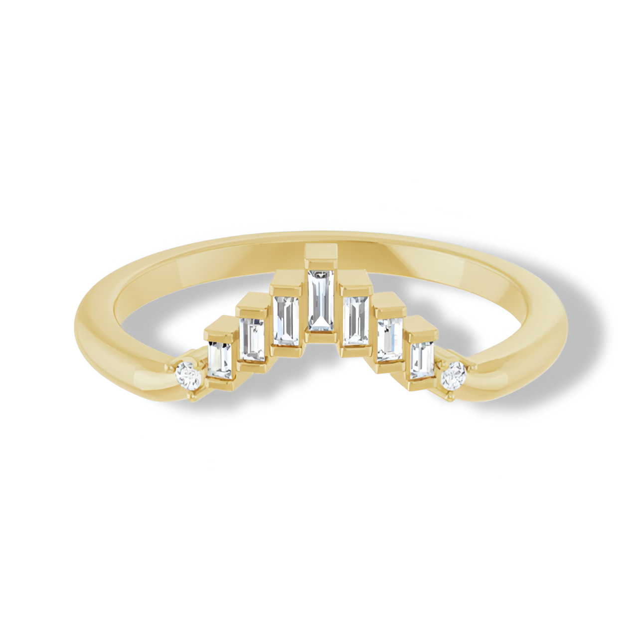 Round and Baguette Diamond Curved Band-VIRABYANI