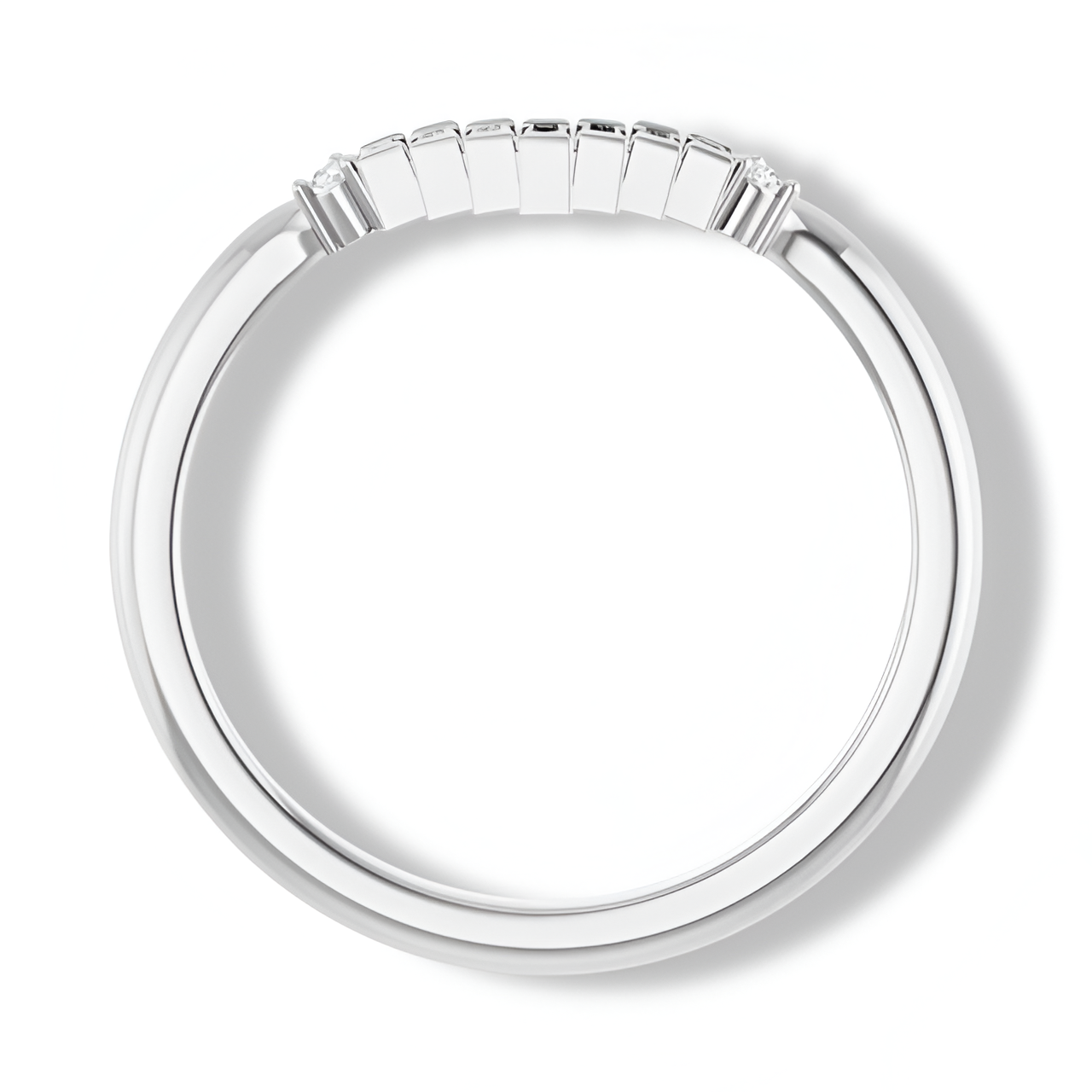 Round and Baguette Diamond Curved Band-VIRABYANI