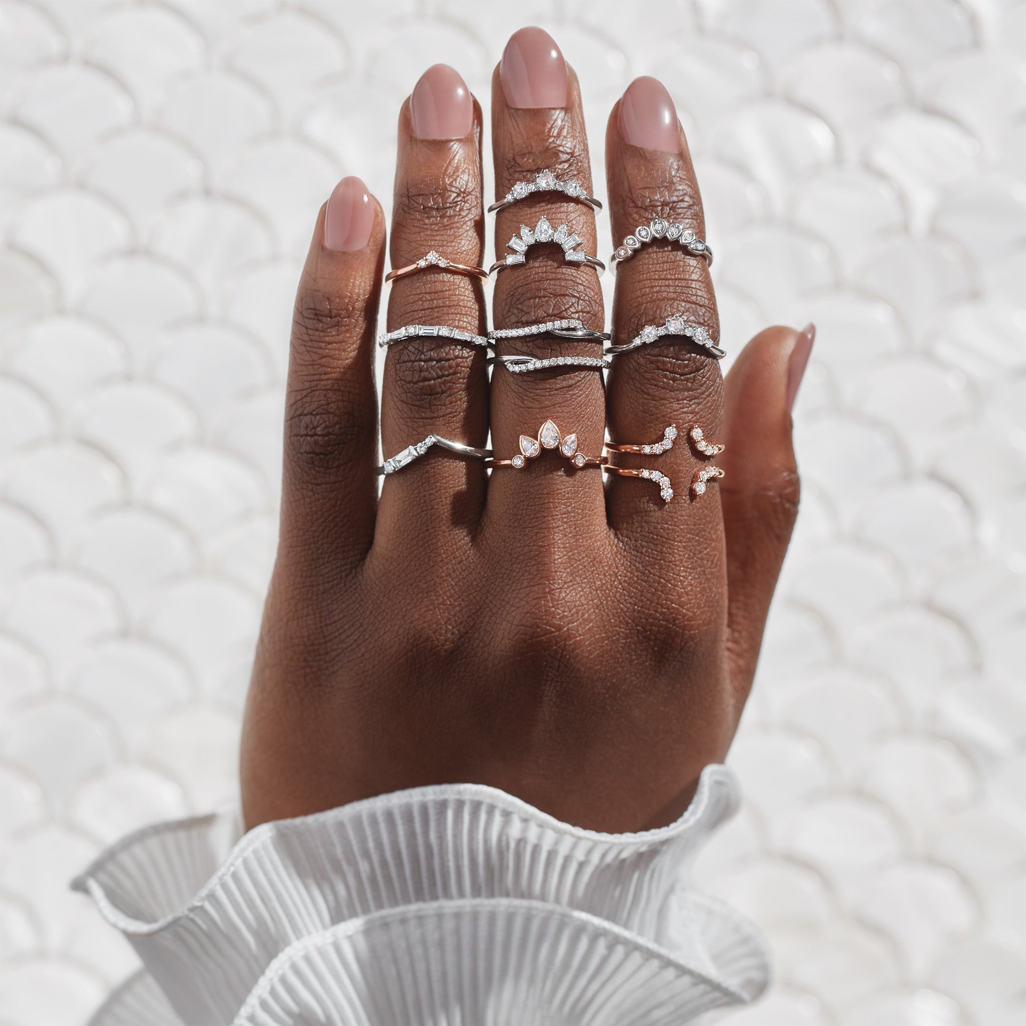 Contour Band With Baguette and Round Diamonds-VIRABYANI