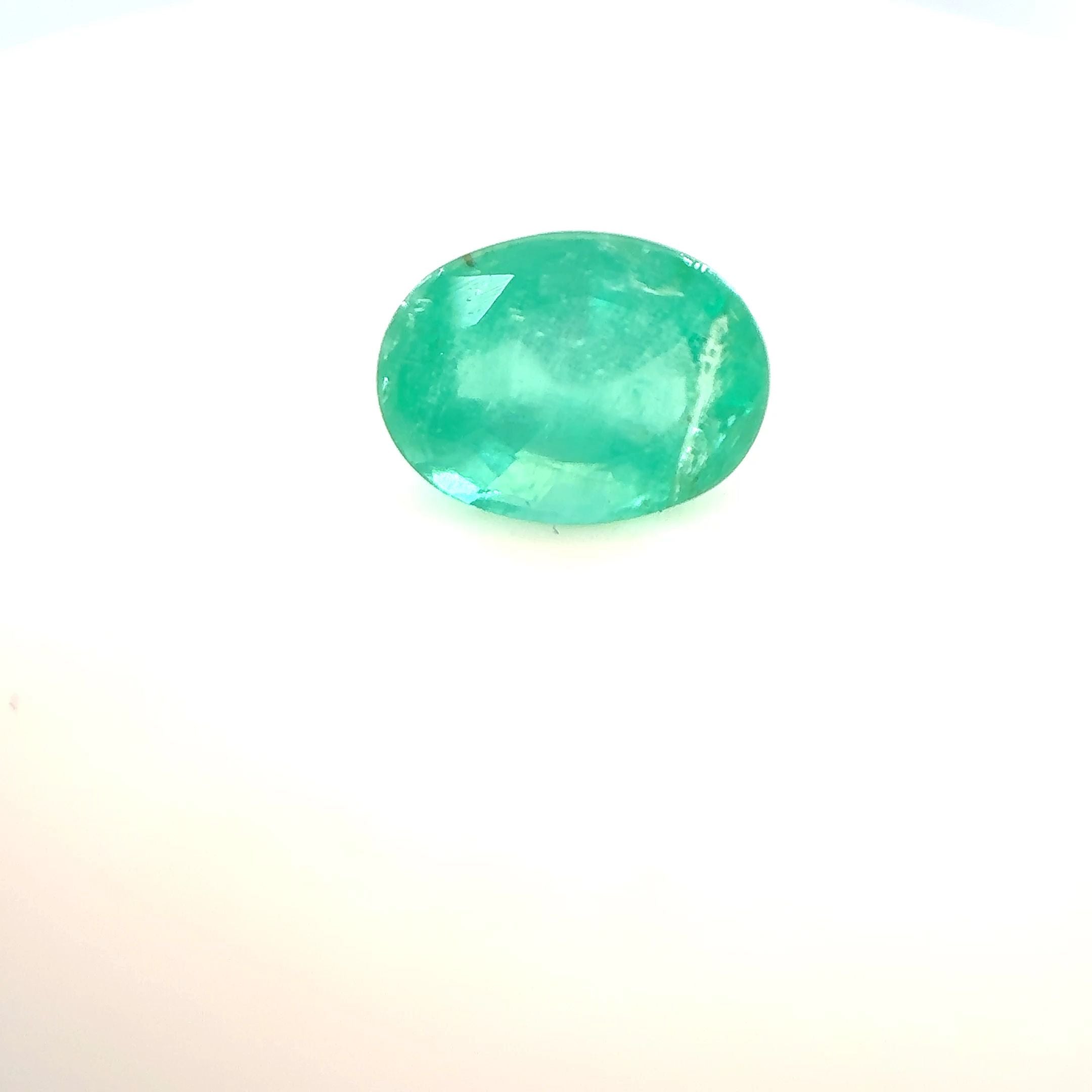 1.20 Carat Oval Cut Green Emerald