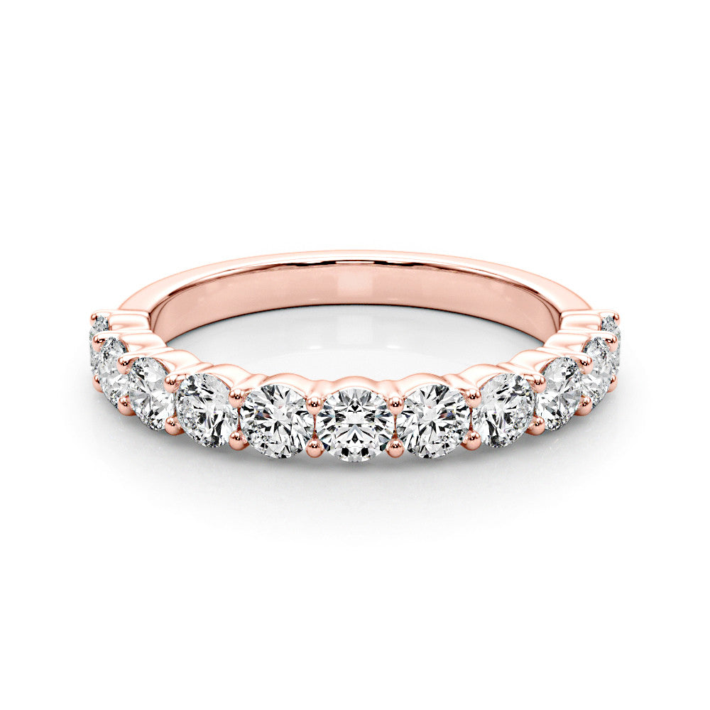 1.00 ctw. Classic Shared Prong Half Way Round Diamond Wedding Ring-VIRABYANI
