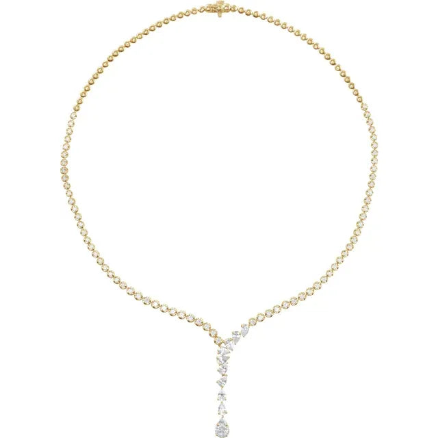 5.50 ct. Pear Shape Diamond Cluster-Tennis Necklace-VIRABYANI