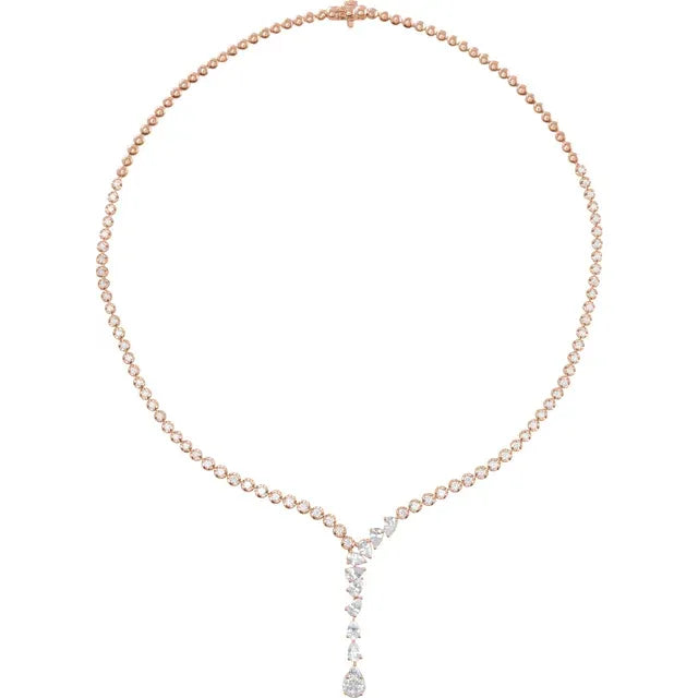 5.50 ct. Pear Shape Diamond Cluster-Tennis Necklace-VIRABYANI