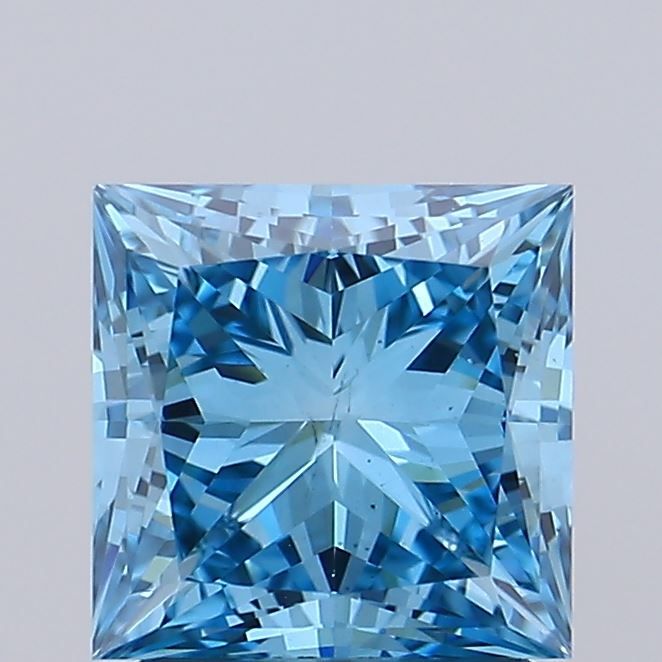 1.71 Carat Princess Cut Fancy Blue