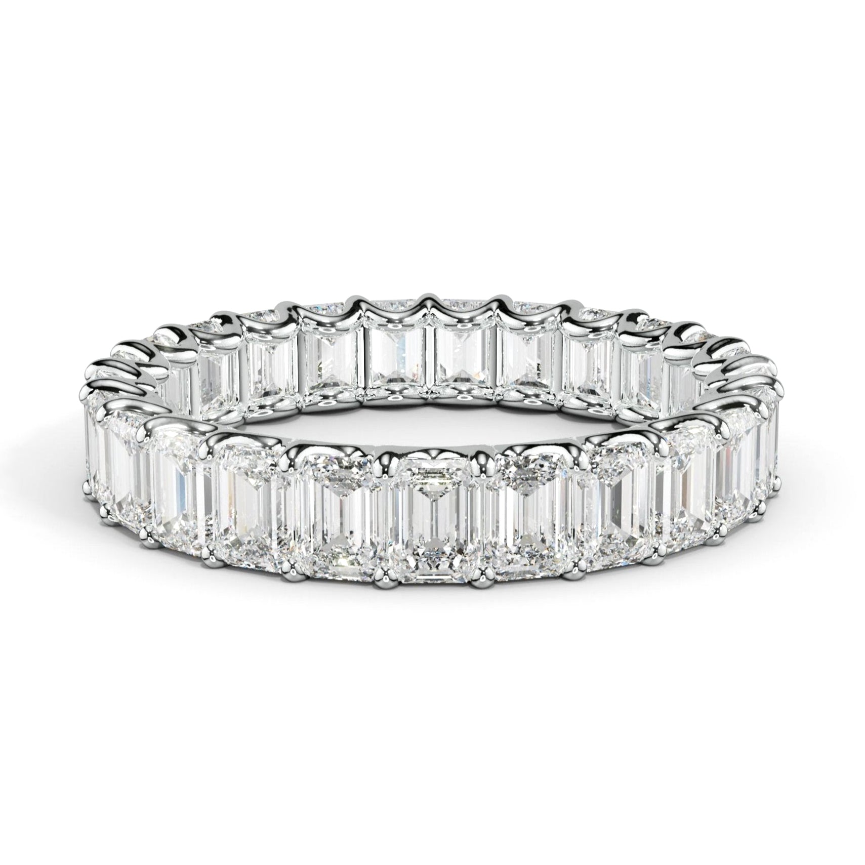 3.0 Carat Emerald Diamond Eternity Band Shared Prong