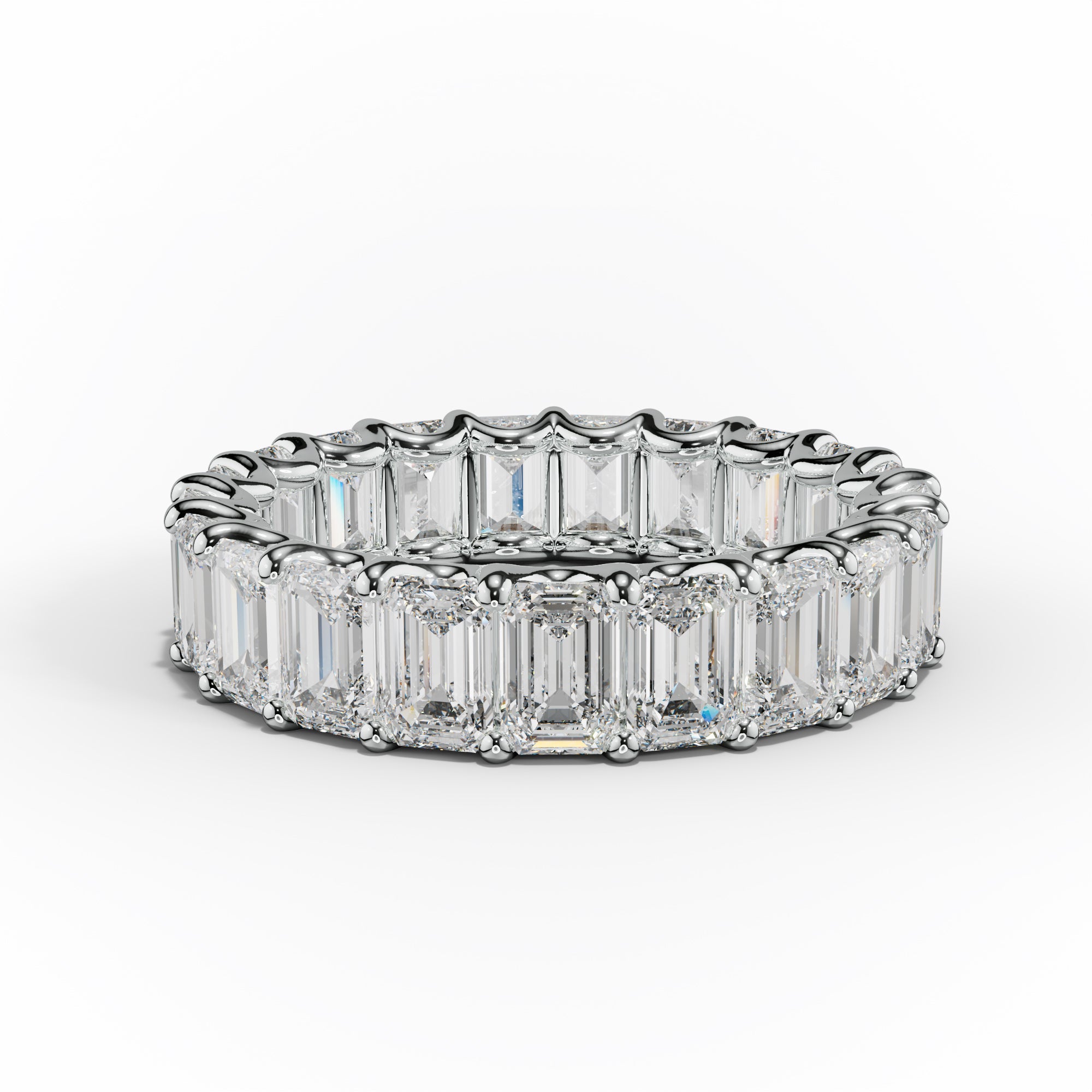 5.0 Carat Emerald Cut Diamond Eternity Band Shared Prong