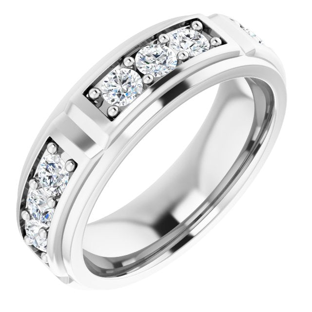 1.50 ctw Prong Set Round Diamond Men's Ring-VIRABYANI