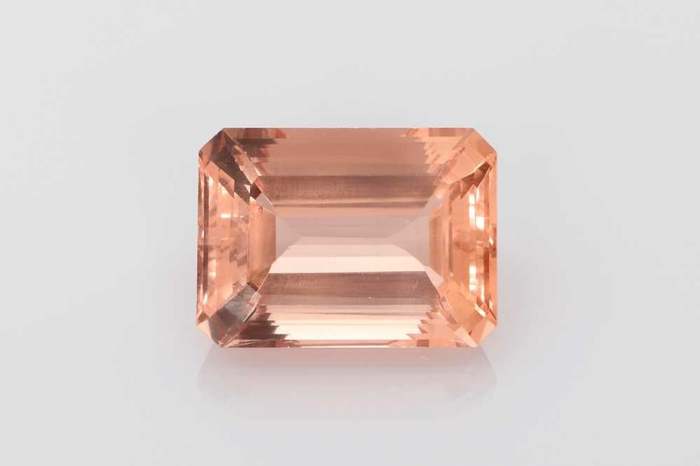 10.73 Carat Emerald Cut Orange Morganite