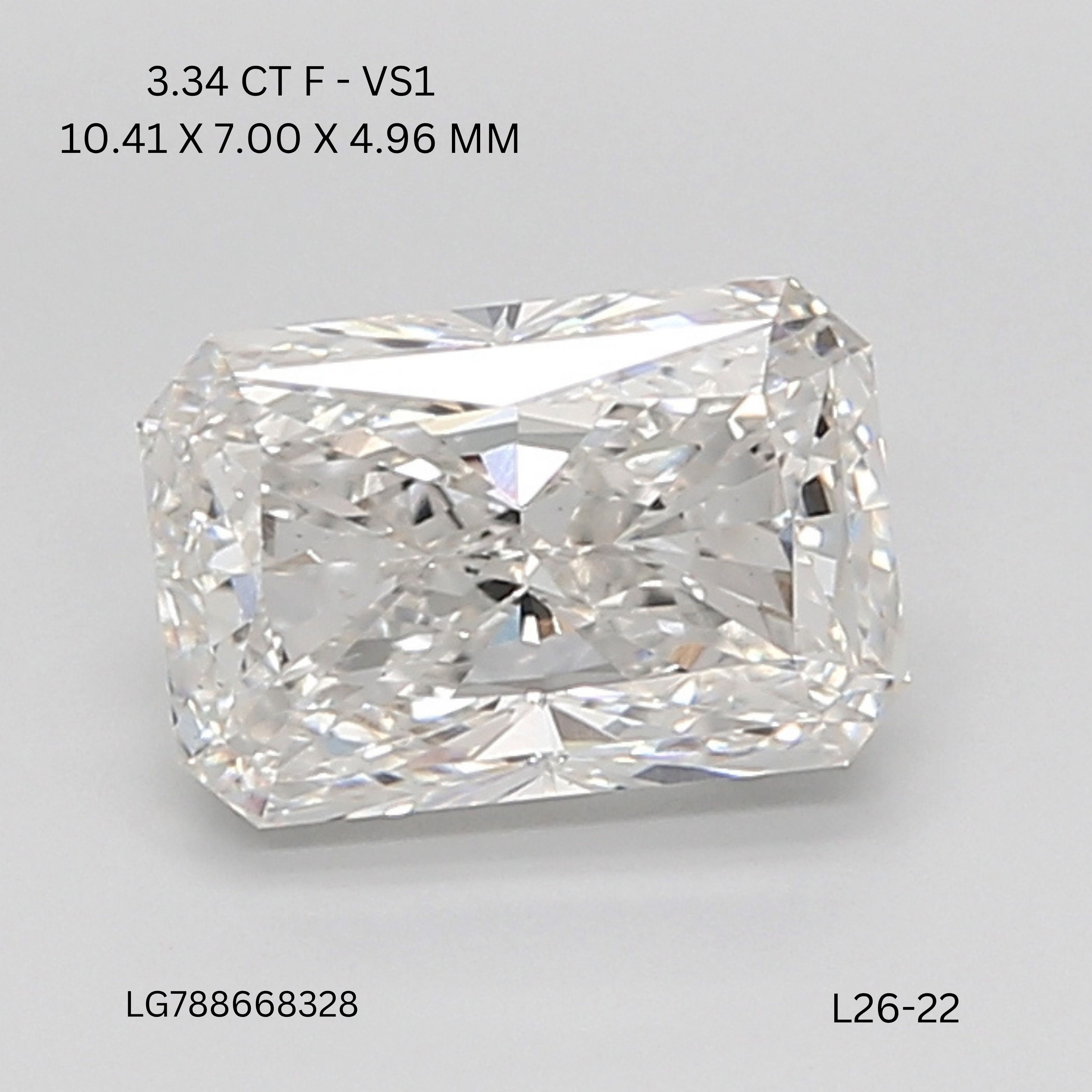 3.34 Carat F-VS1 Radiant Lab Diamond
