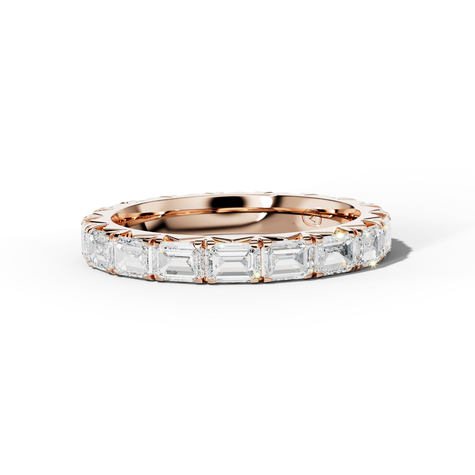 4.0 Carat East West Emerald Cut Diamond French Pave Eternity Band