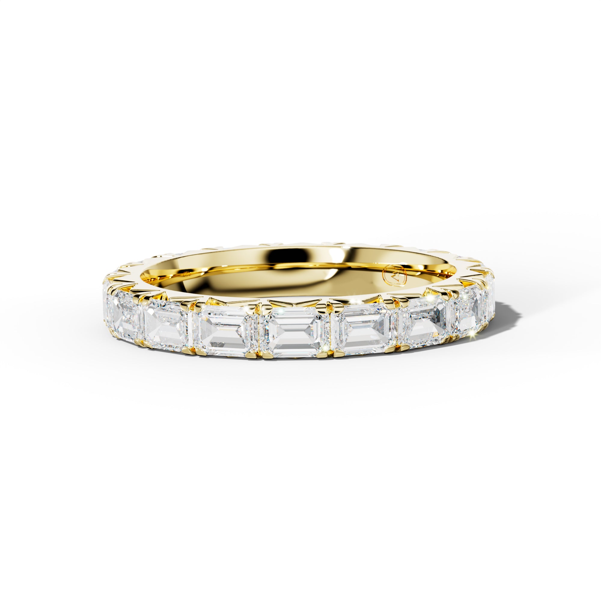 4.0 Carat East West Emerald Cut Diamond French Pave Eternity Band