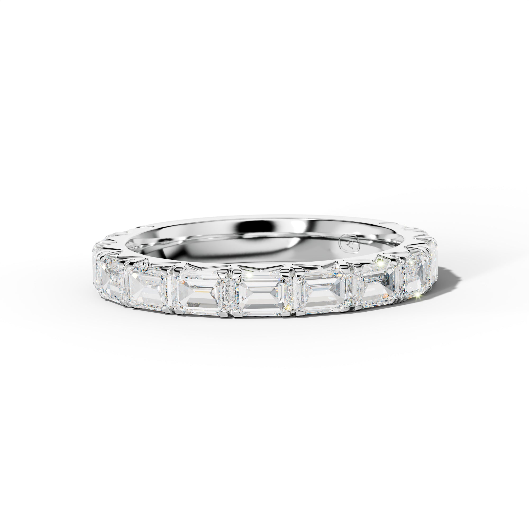 3.0 Carat East West Emerald Cut Diamond French Pave 3/4 Anniversary Band