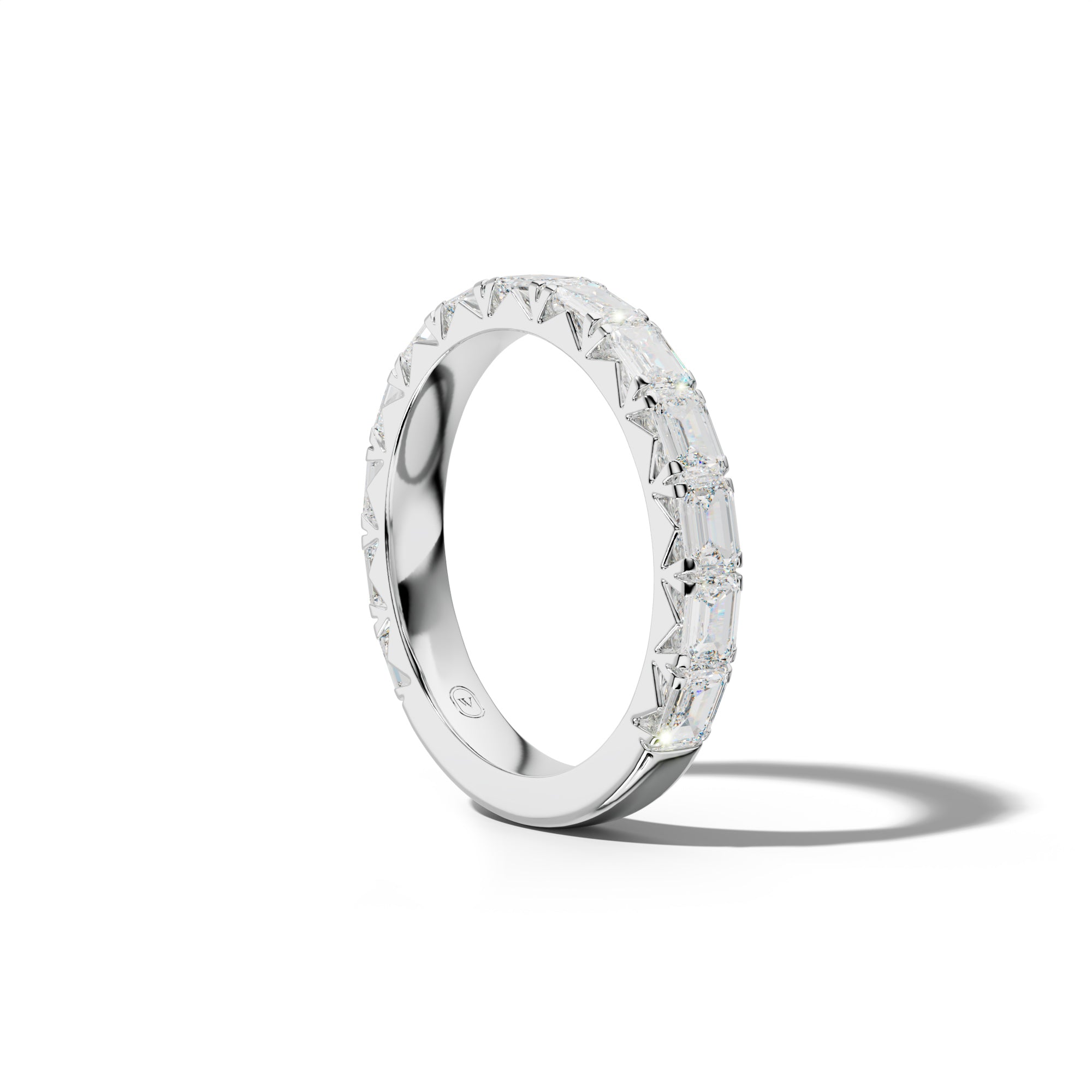 3.0 Carat East West Emerald Cut Diamond French Pave 3/4 Anniversary Band
