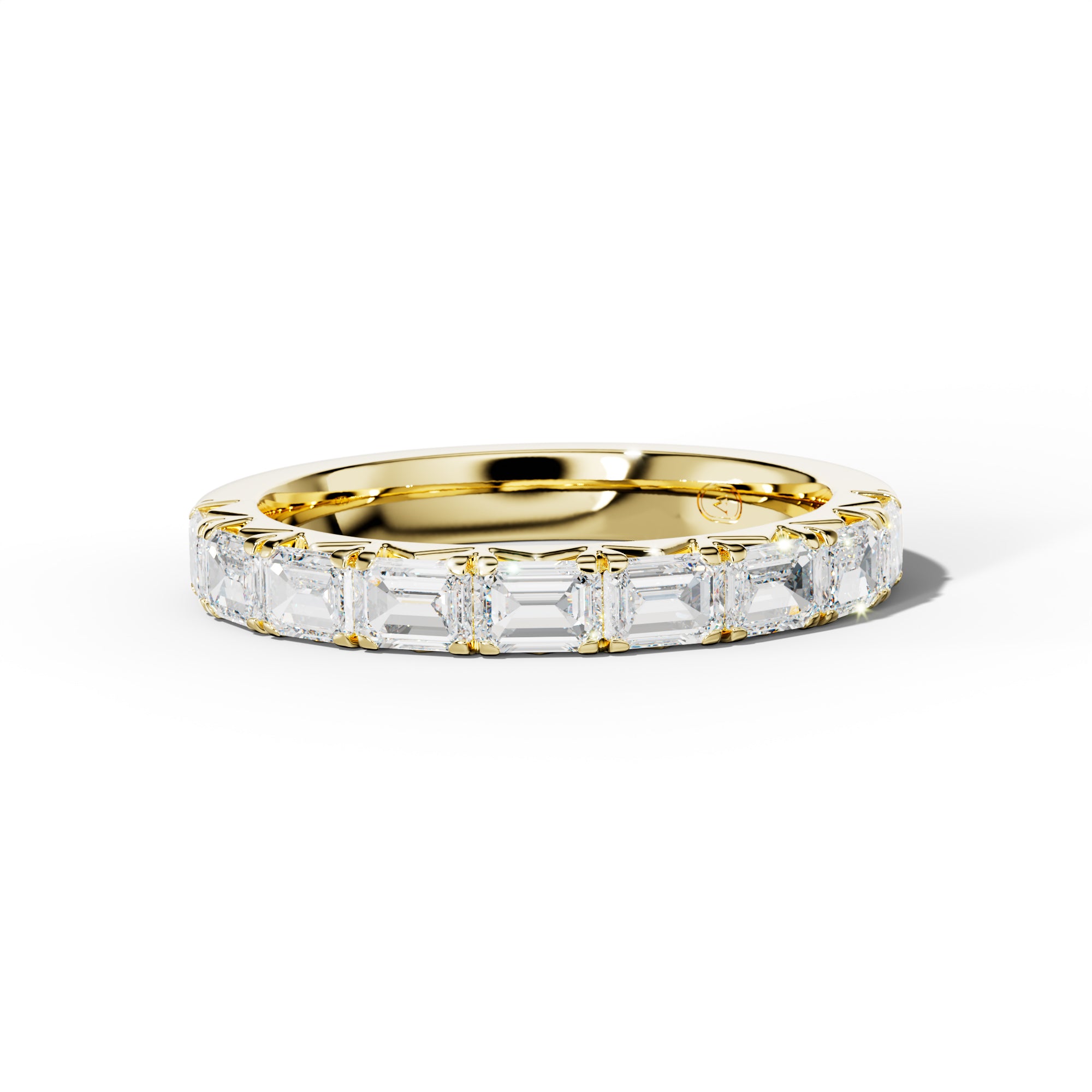 2.0 Carat East West Emerald Cut Diamond French Pave Half Anniversary Band
