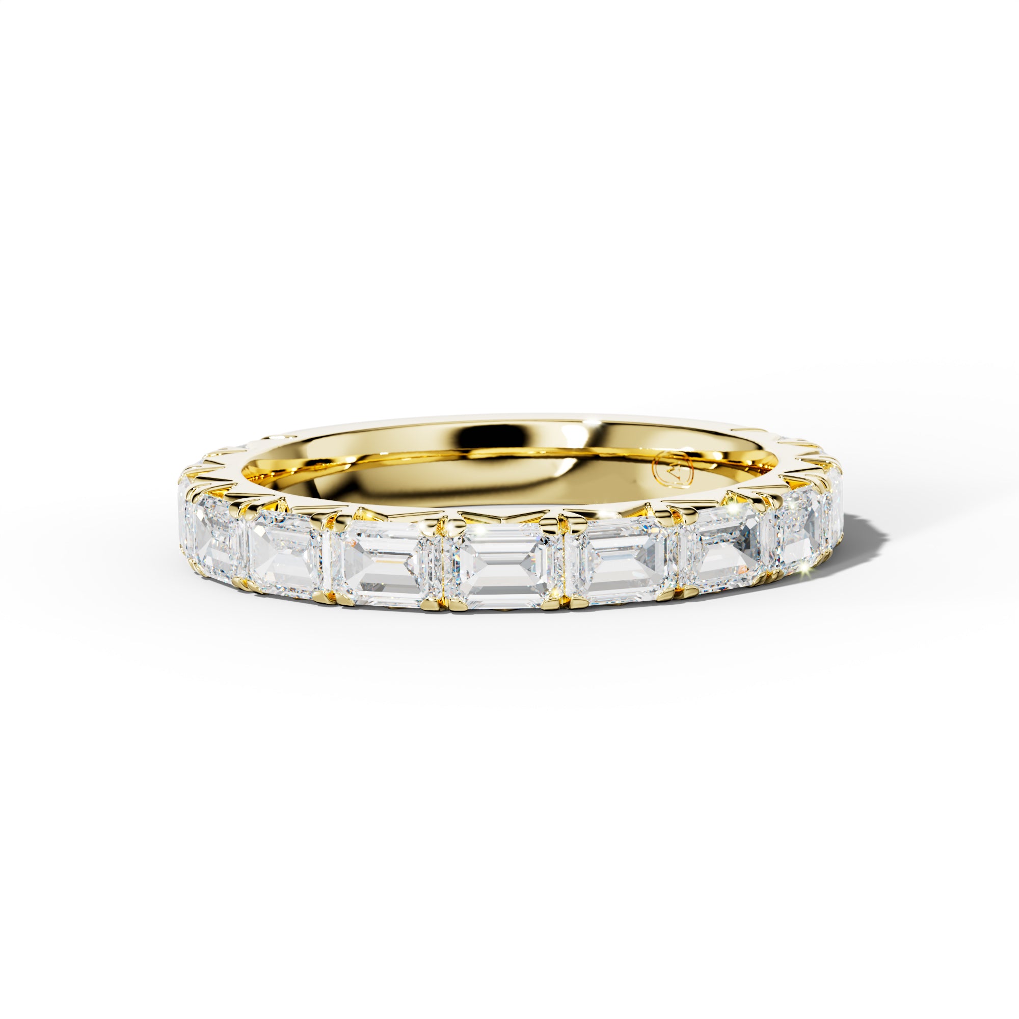 3.0 Carat East West Emerald Cut Diamond French Pave 3/4 Anniversary Band