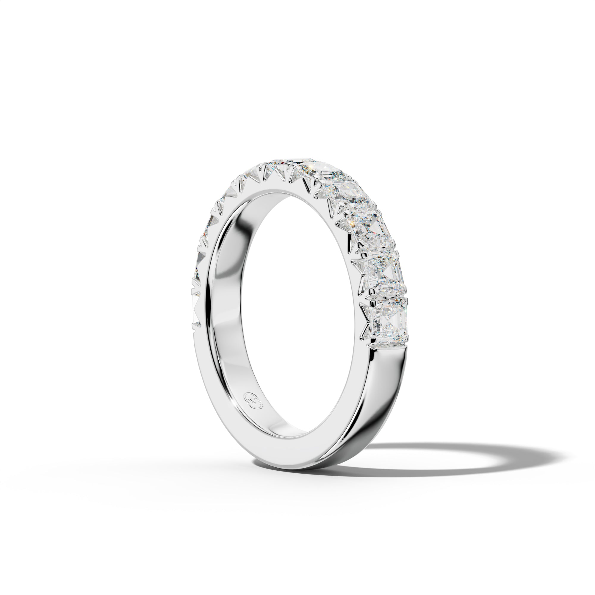 2.0 Carat Asscher Diamond French Pave Half Anniversary Band