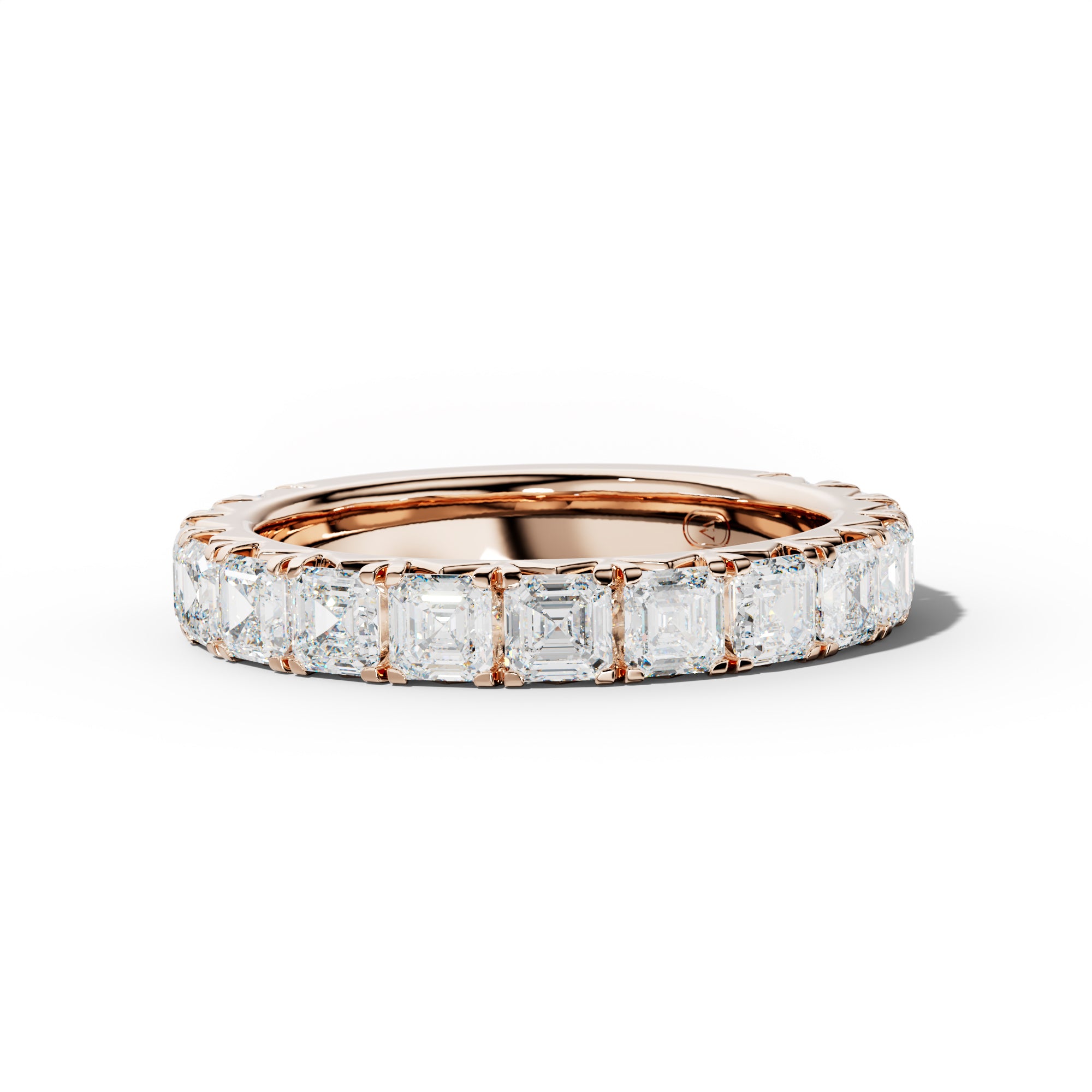 3.0 Carat Asscher Diamond French Pave 3/4 Anniversary  Band