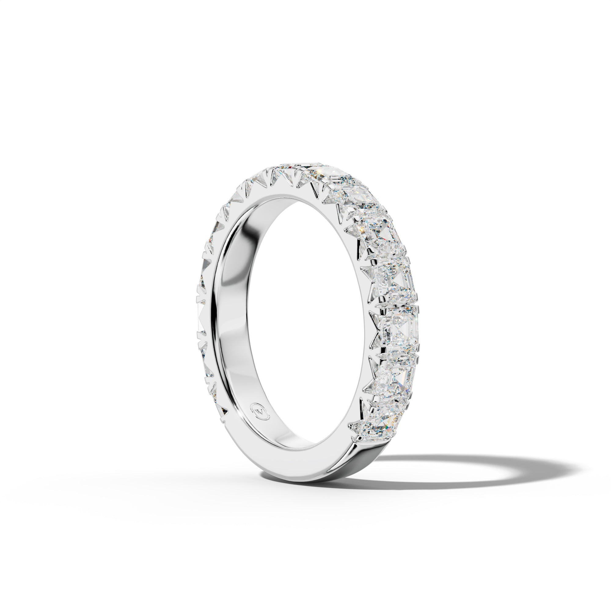 3.0 Carat Asscher Diamond French Pave 3/4 Anniversary  Band