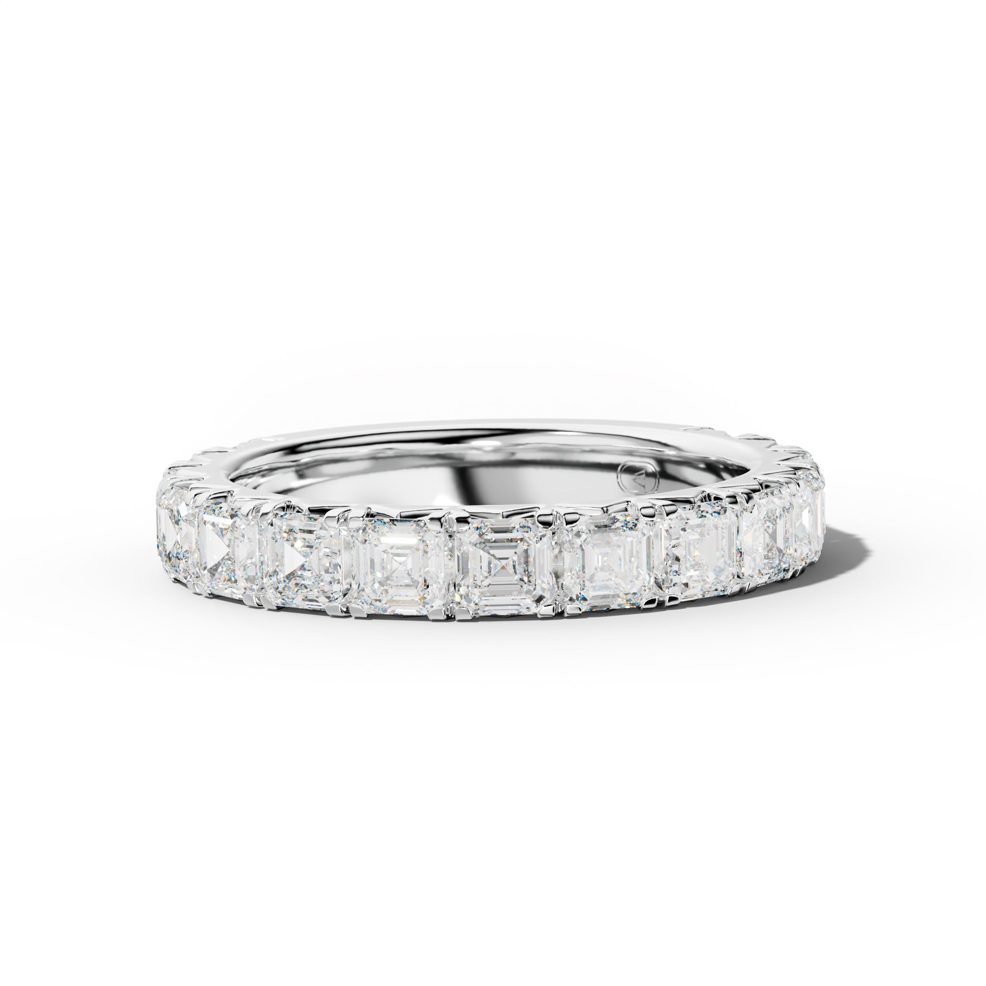 3.0 Carat Asscher Diamond French Pave 3/4 Anniversary  Band