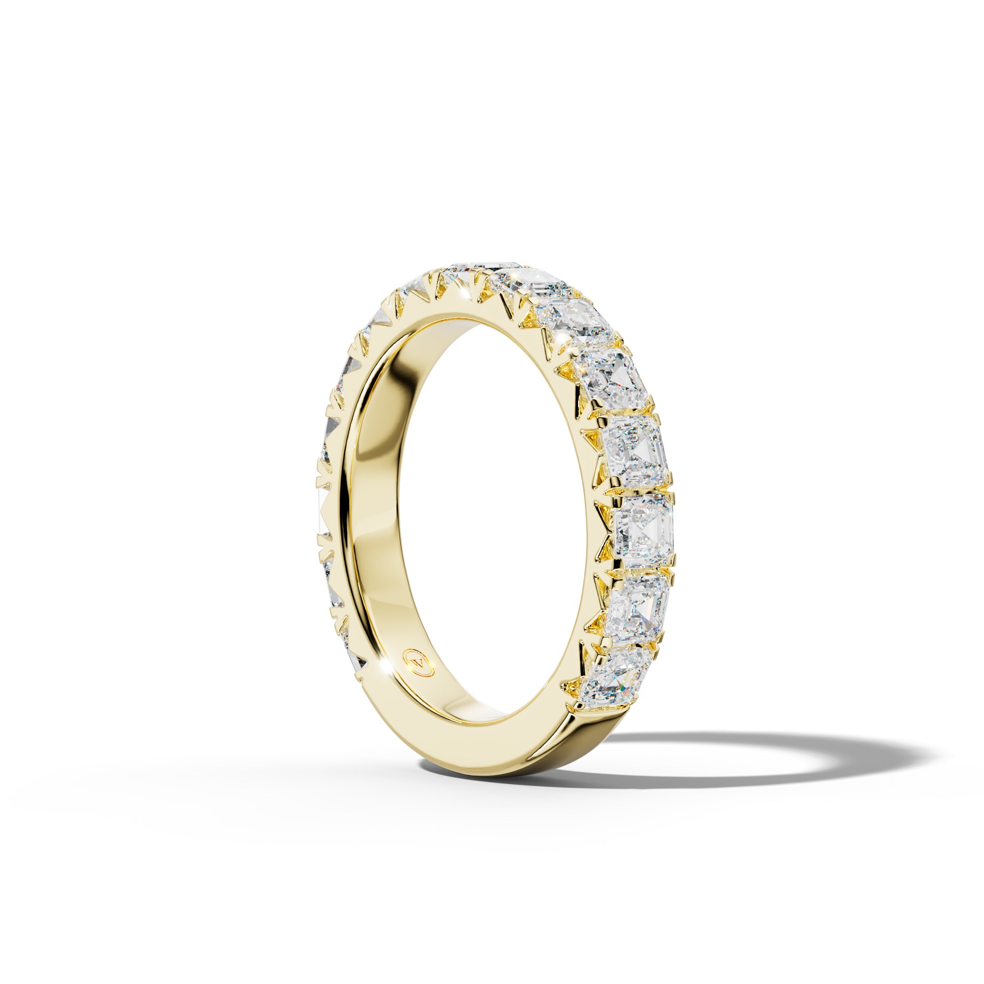 3.0 Carat Asscher Diamond French Pave 3/4 Anniversary  Band