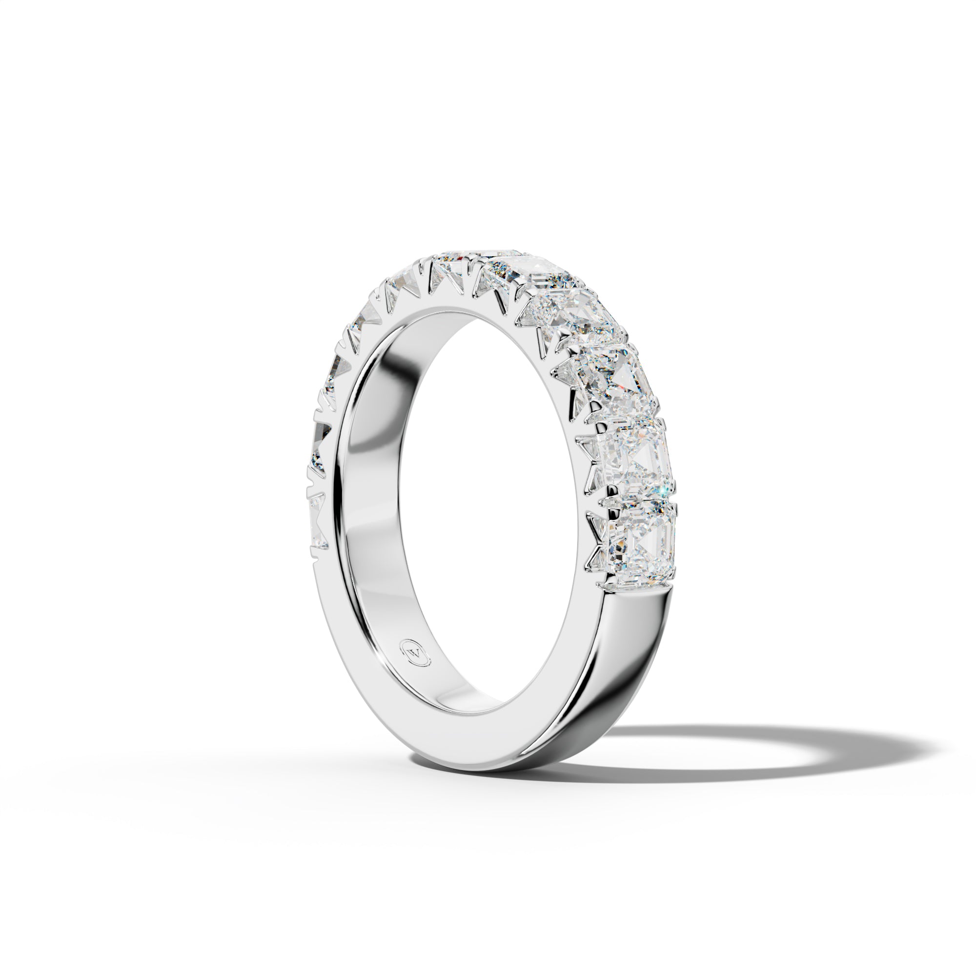3.0 Carat Asscher Diamond French Pave Half Anniversary Band