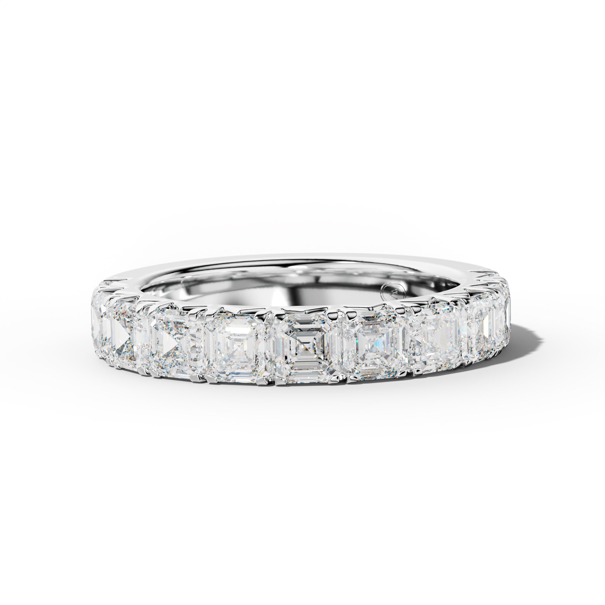 3.0 Carat Asscher Diamond French Pave Half Anniversary Band