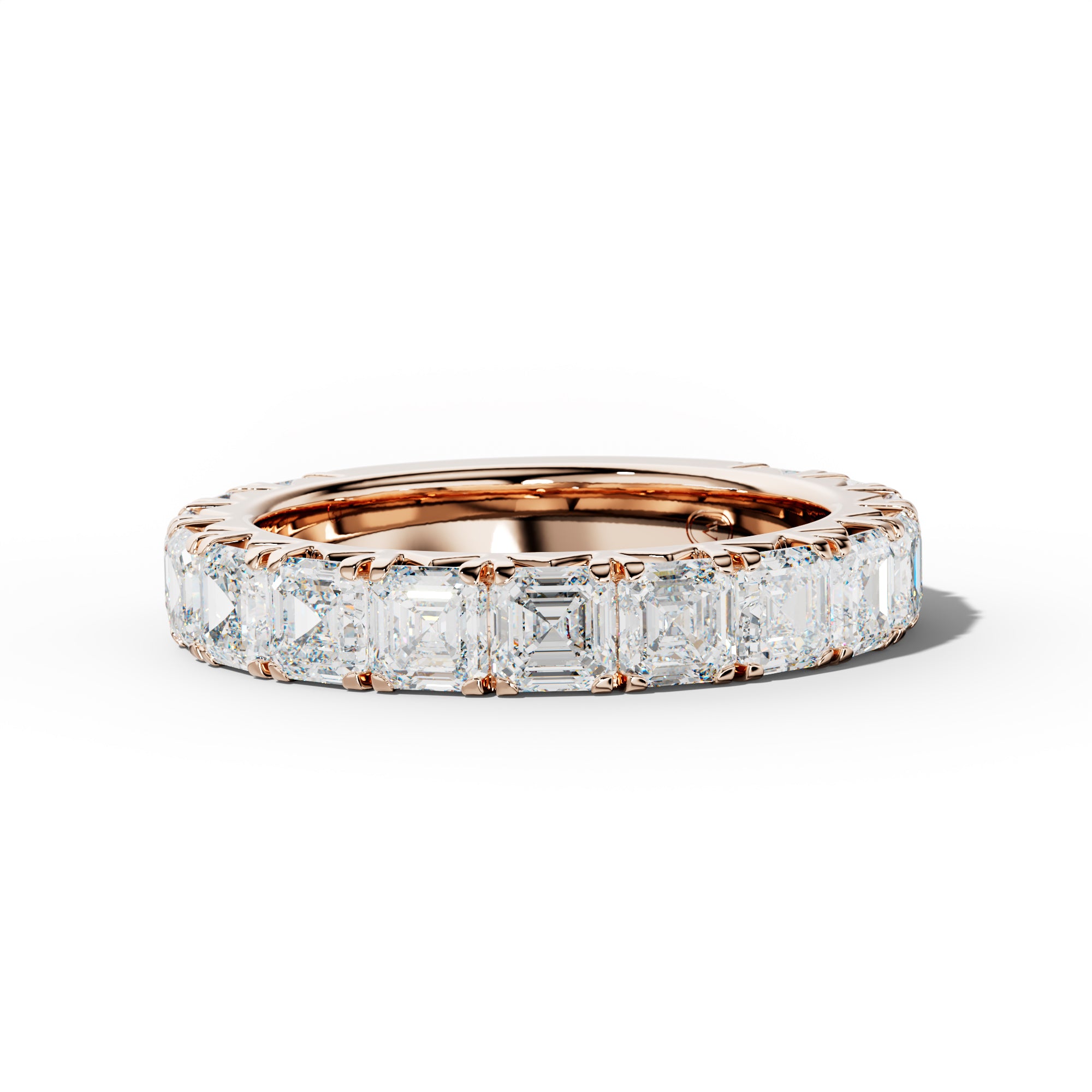 4.0 Carat Asscher Diamond French Pave 3/4 Anniversary Band