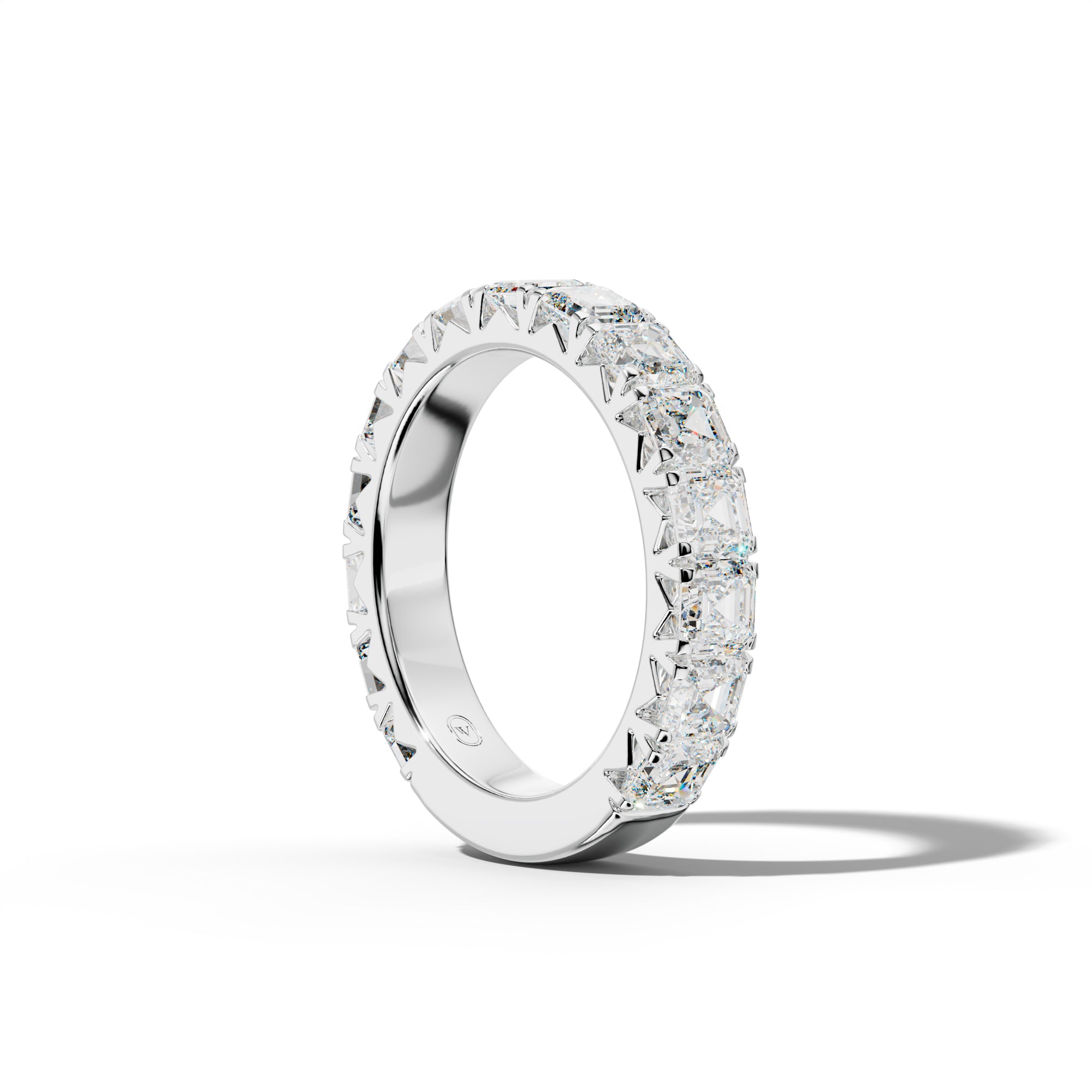 4.0 Carat Asscher Diamond French Pave 3/4 Anniversary Band