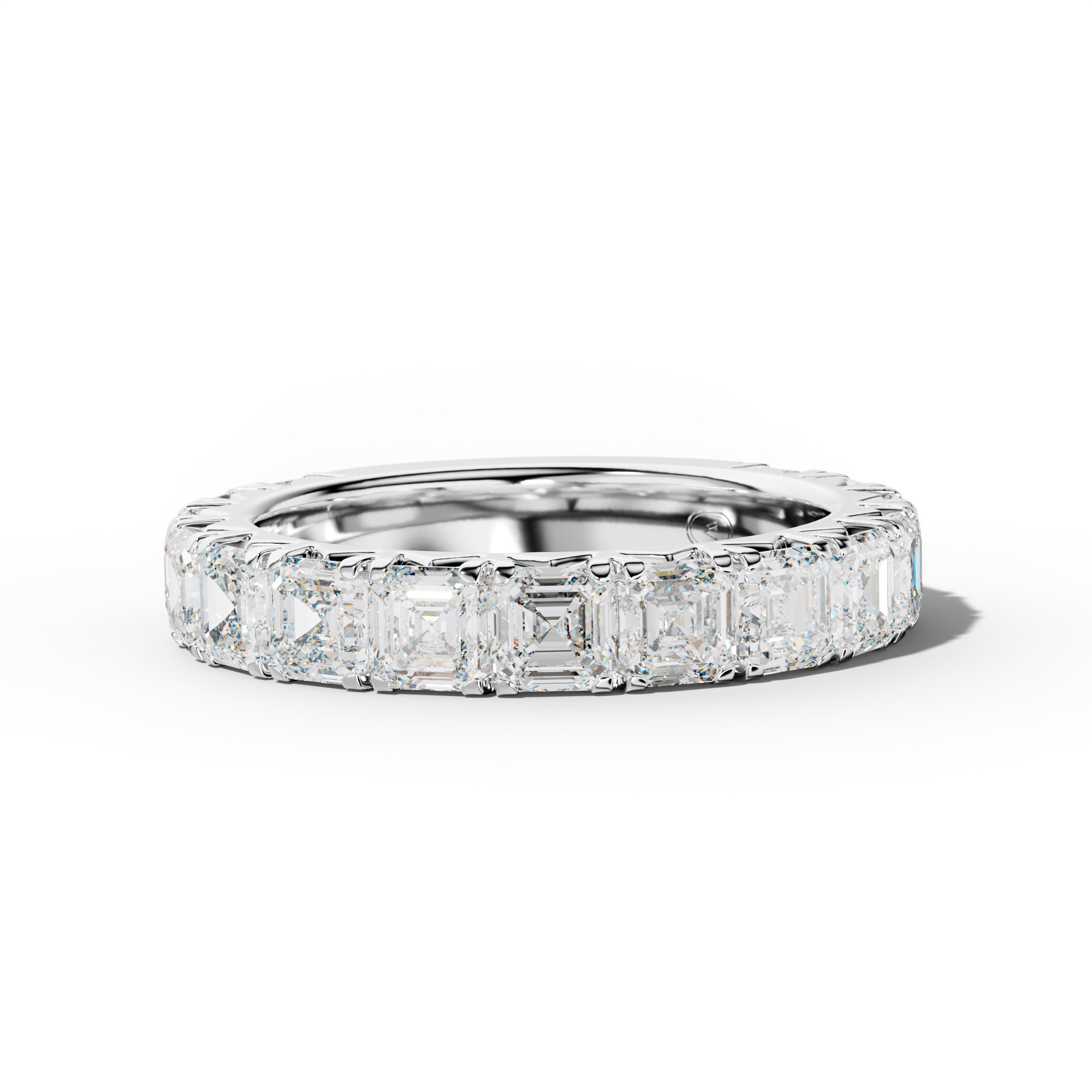 4.0 Carat Asscher Diamond French Pave 3/4 Anniversary Band
