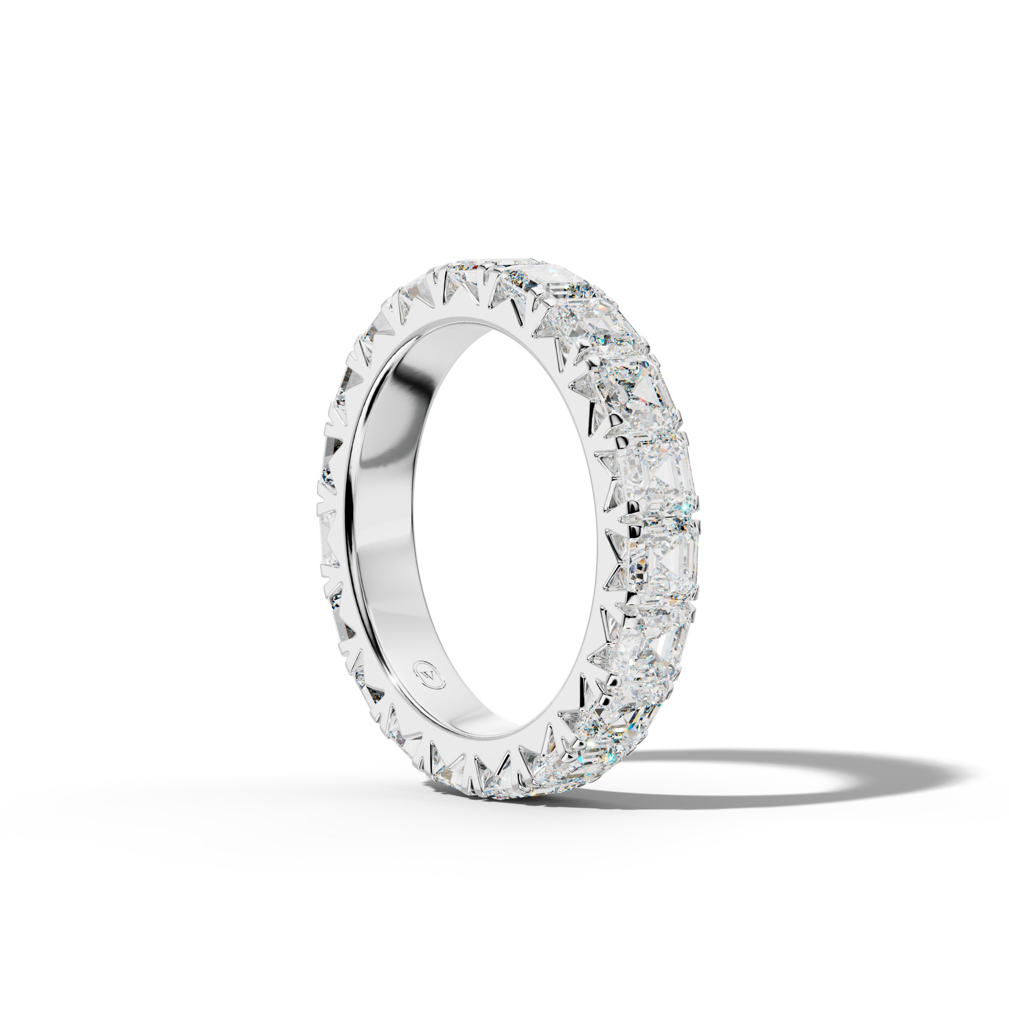 5.0 Carat Asscher Diamond French Pave Eternity Band