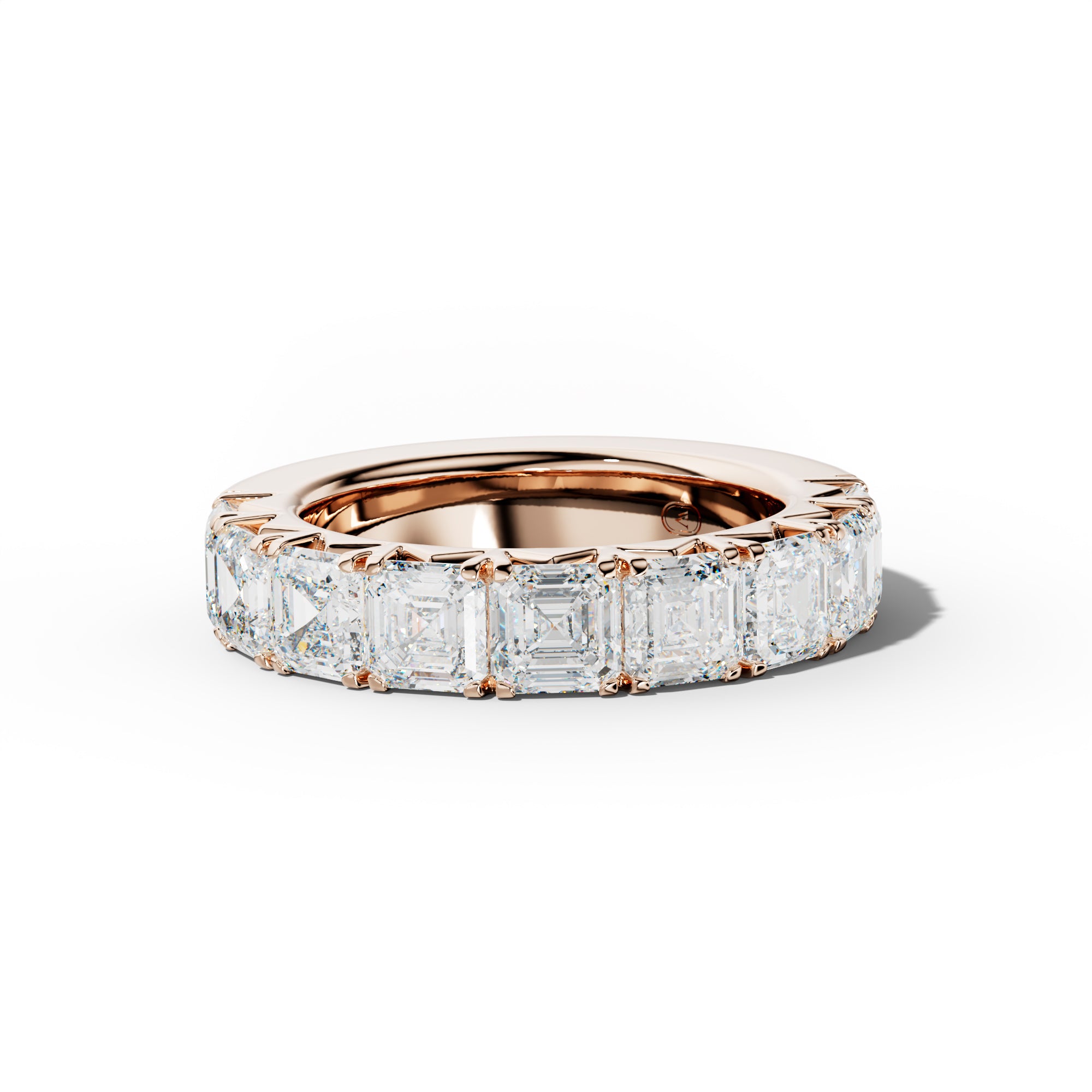 5.0 Carat Asscher Diamond French Pave Half Anniversary Band