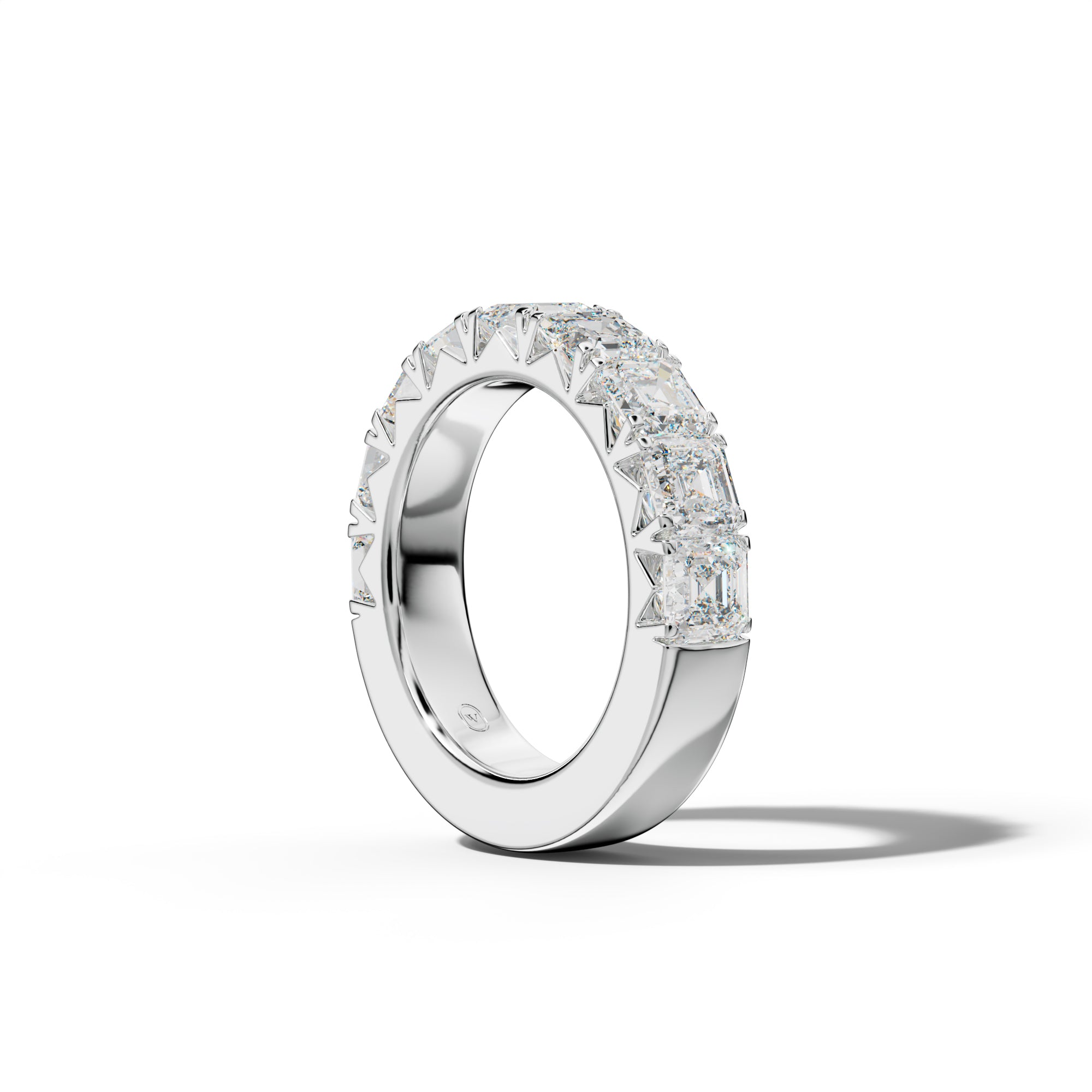 5.0 Carat Asscher Diamond French Pave Half Anniversary Band