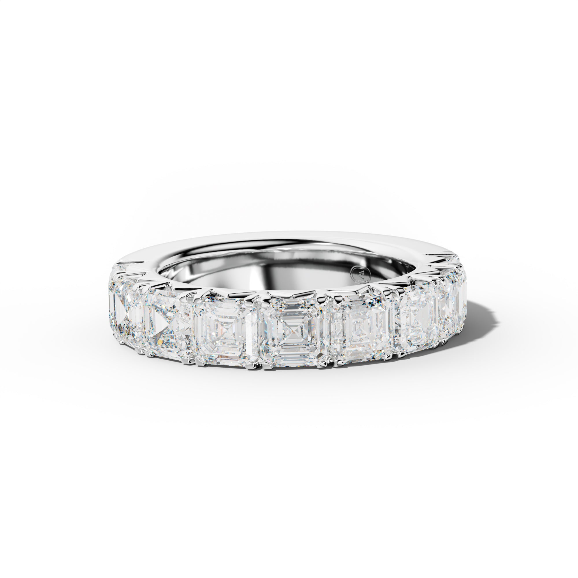 5.0 Carat Asscher Diamond French Pave Half Anniversary Band
