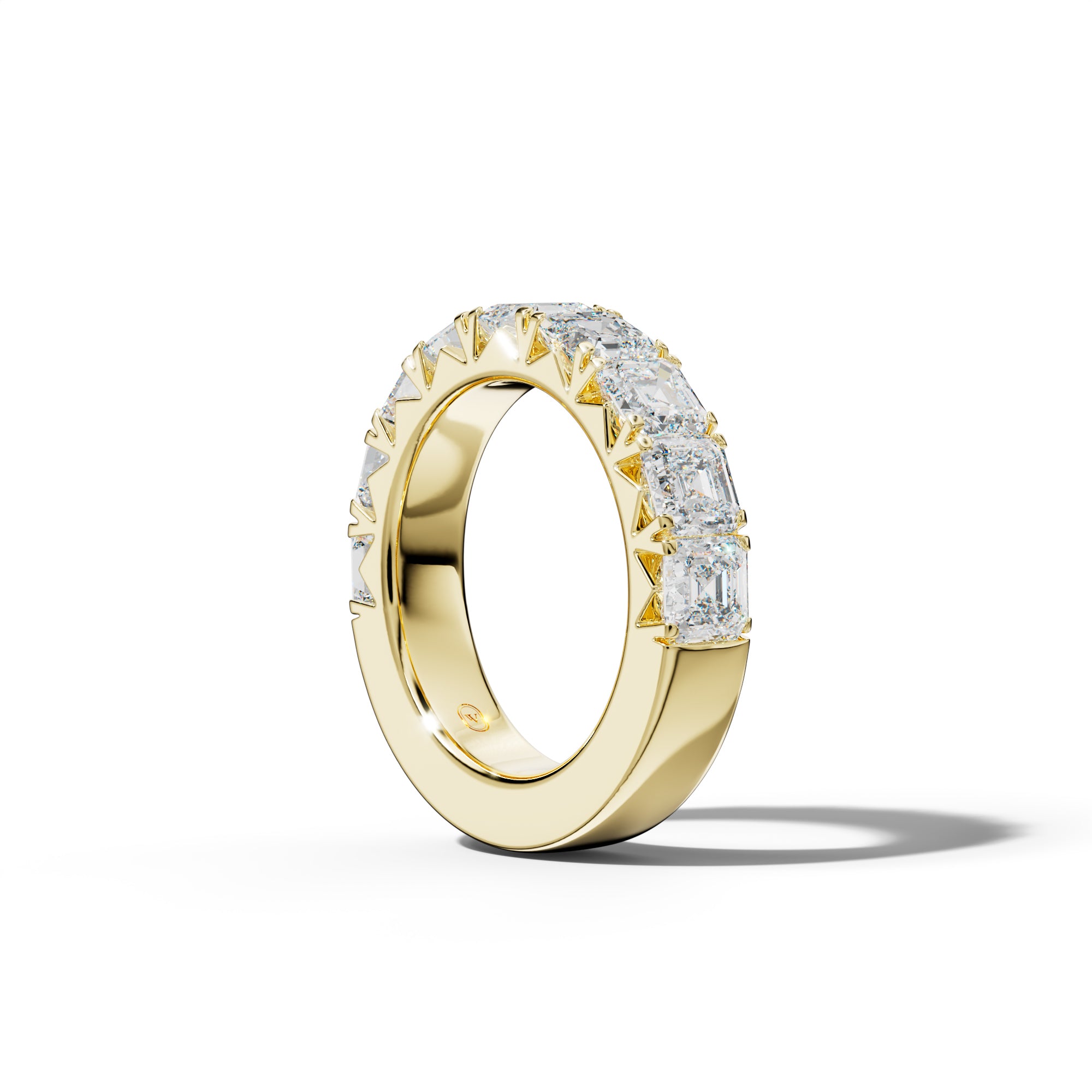 5.0 Carat Asscher Diamond French Pave Half Anniversary Band