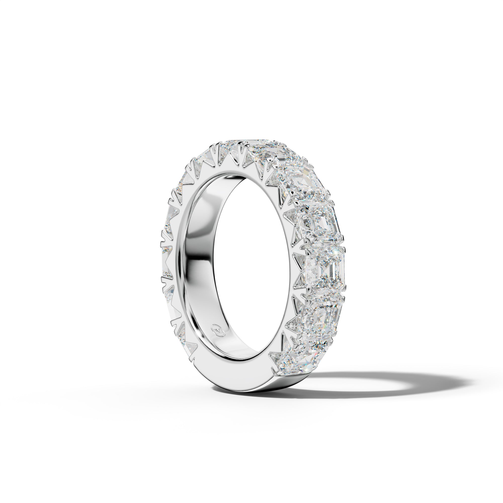 7.0 Carat Asscher Diamond French Pave 3/4 Anniversary Band
