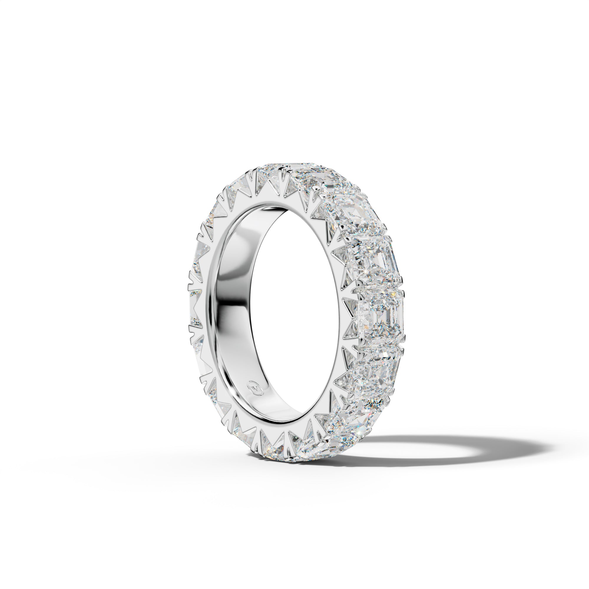 9.0 Carat Asscher Diamond French Pave Eternity Band