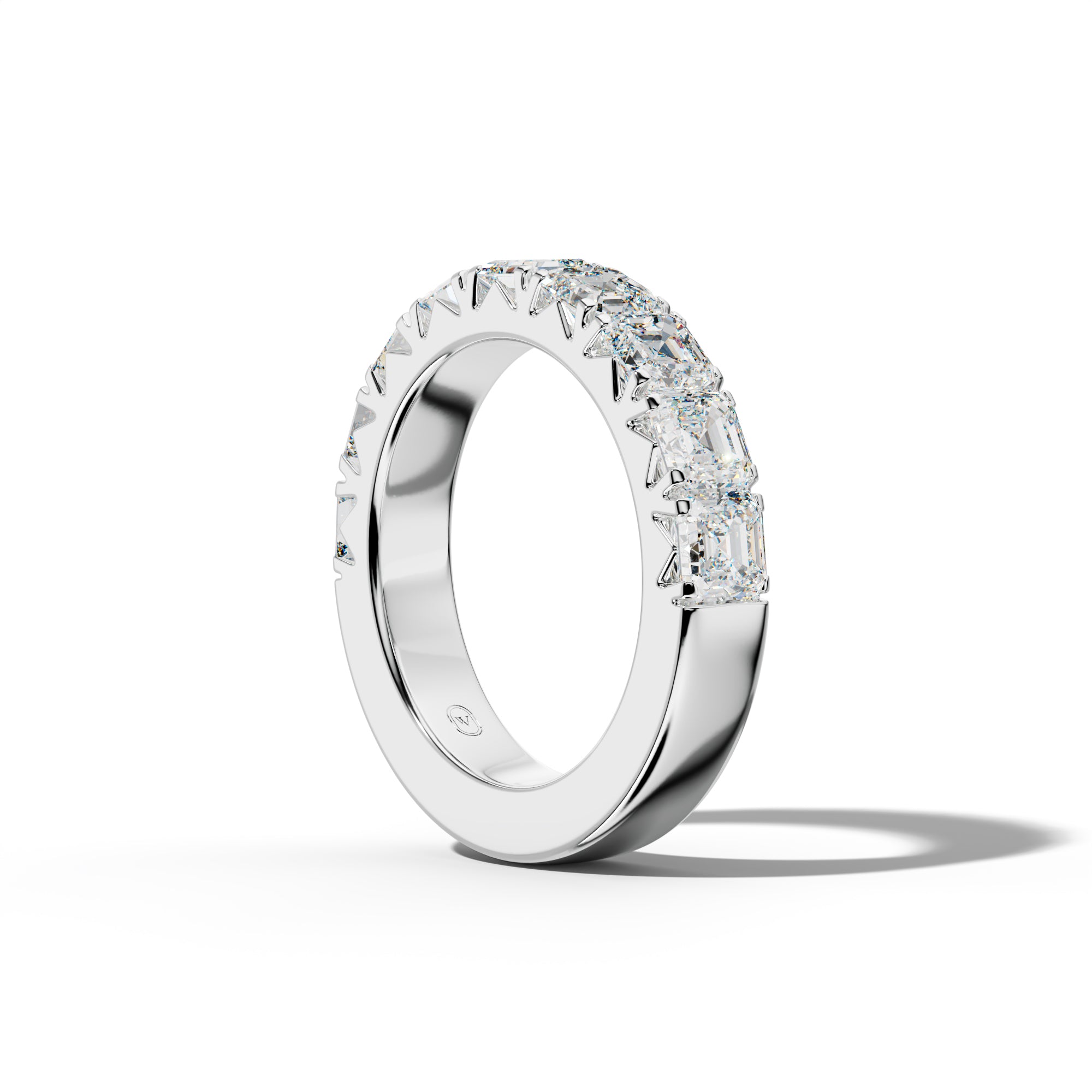 4.0 Carat Asscher Diamond French Pave Half Anniversary Band