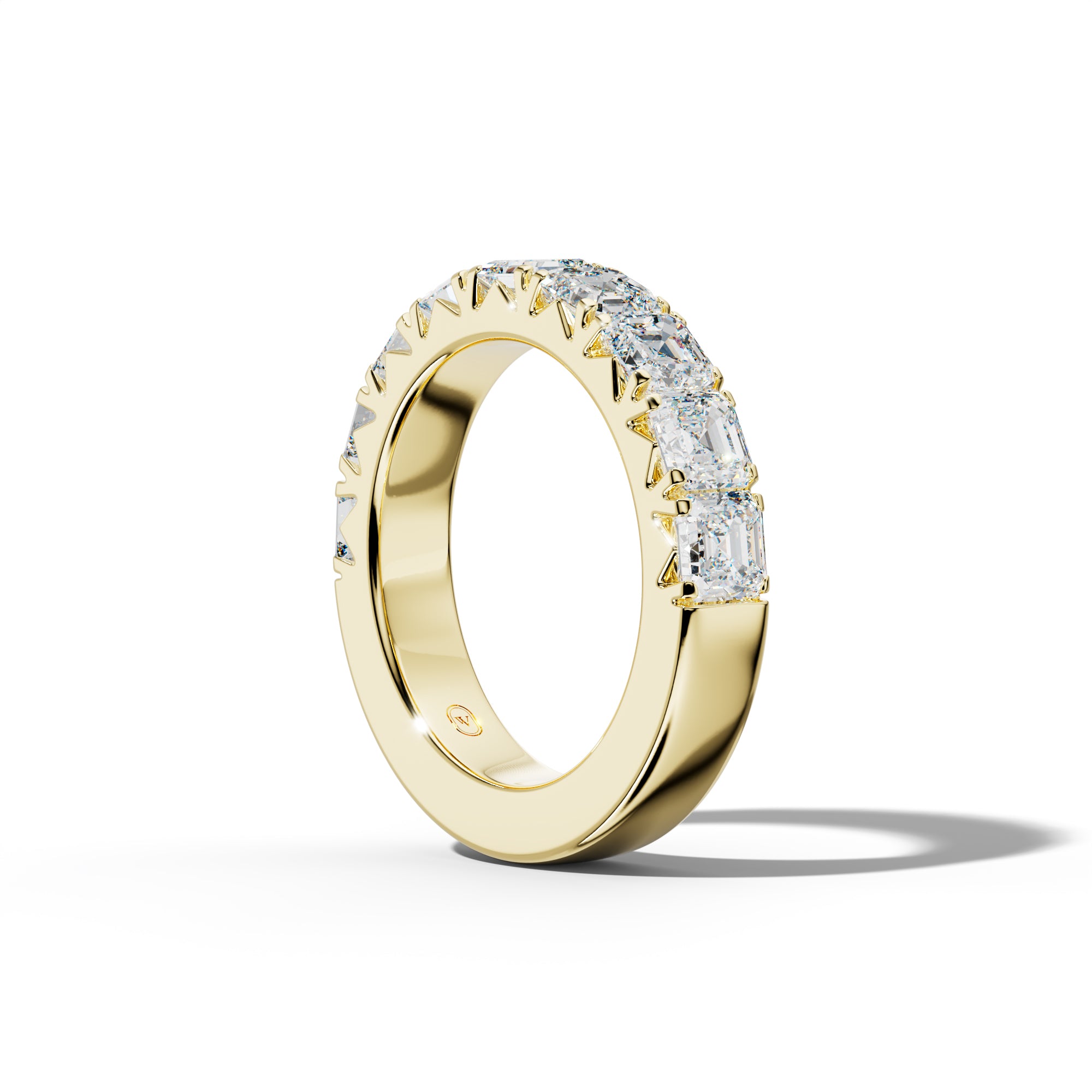 4.0 Carat Asscher Diamond French Pave Half Anniversary Band