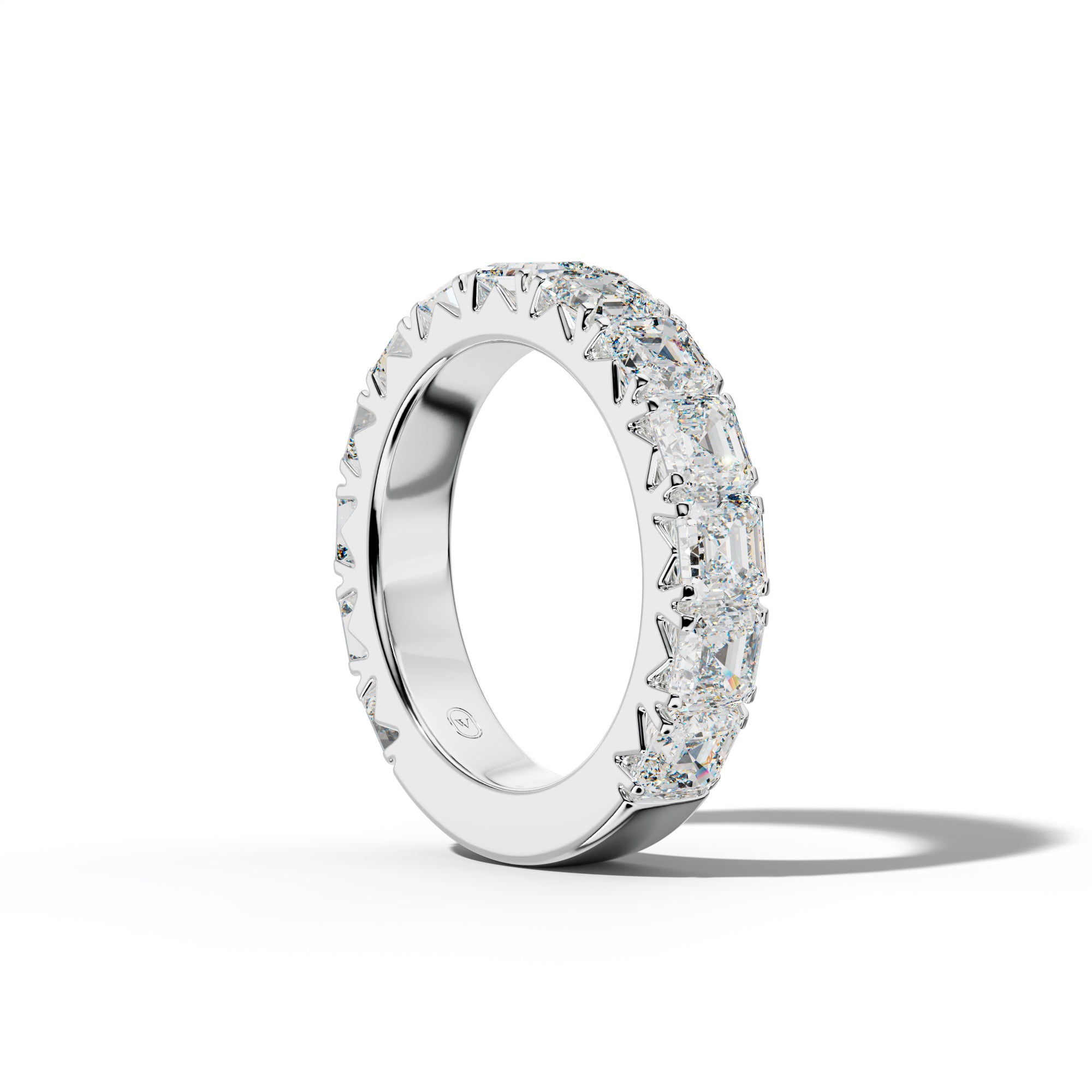 5.0 Carat Asscher Diamond French Pave 3/4 Anniversary Band
