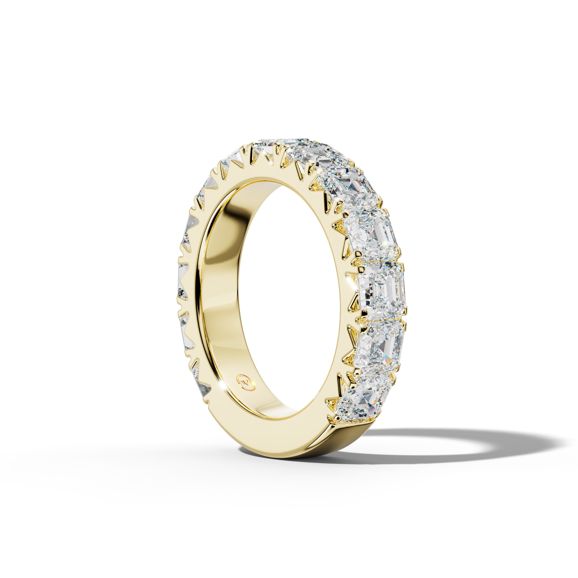 5.0 Carat Asscher Diamond French Pave 3/4 Anniversary Band