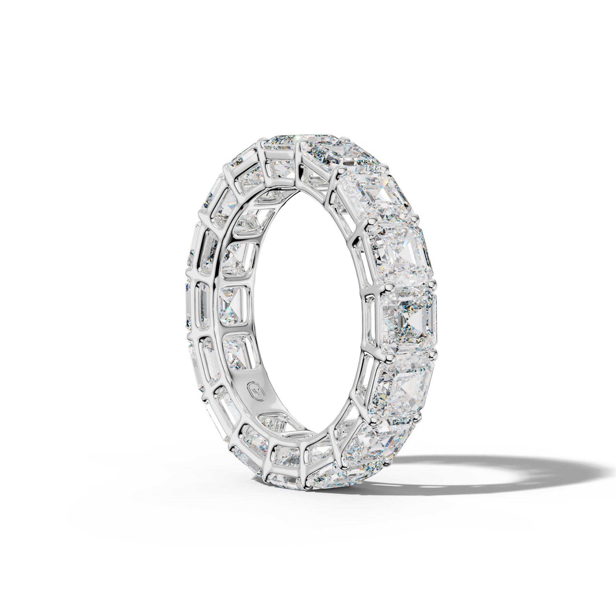 8.0 Carat Asscher Diamond Eternity Band Shared Prong